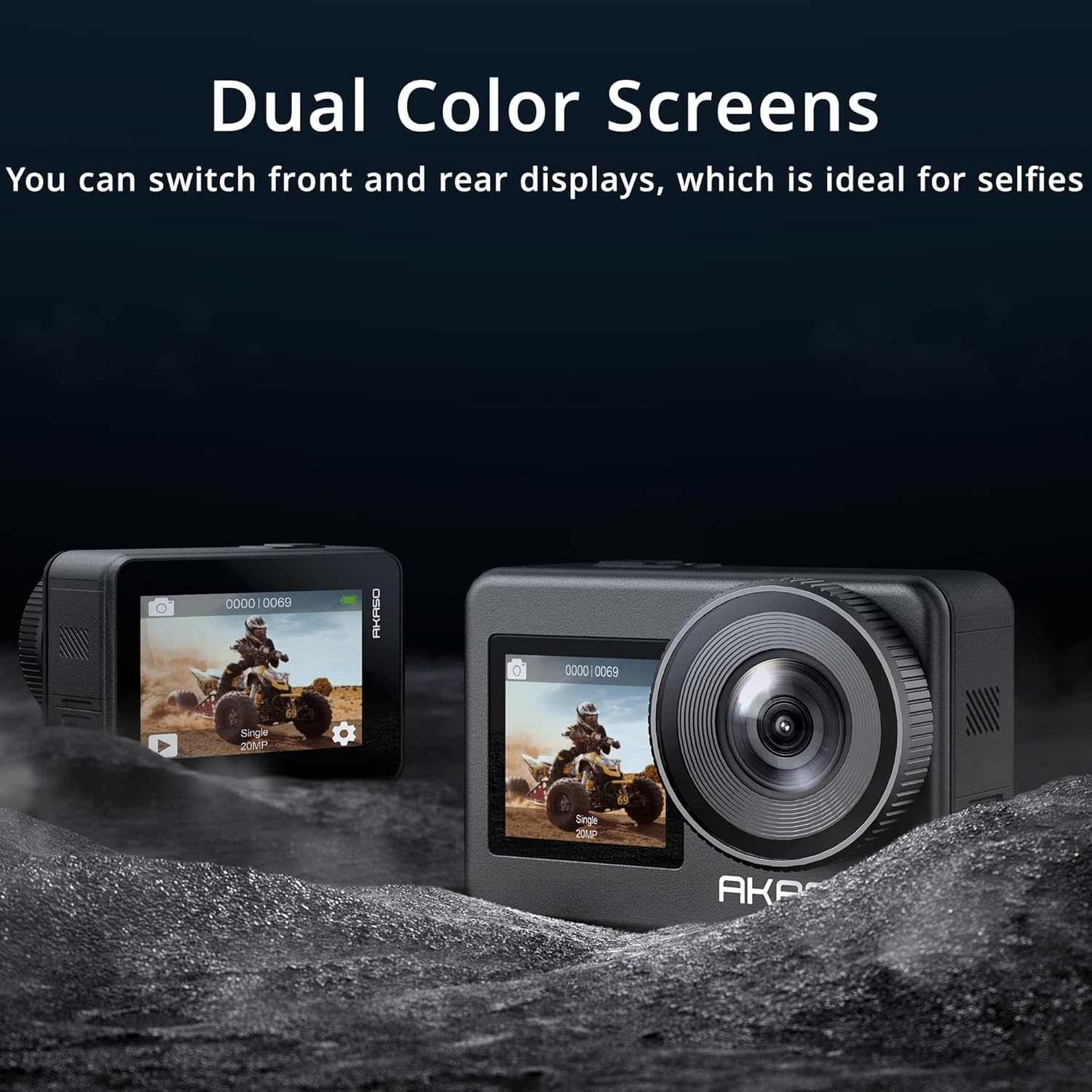 Thumbnail 1 de AKASO Brave 7 Action Cam 4K30FPS mit 256GB U3 microSDXC, Dual-Display, EIS 2.0 und 2x1650mAh – Unterwasser-Helden-Option
