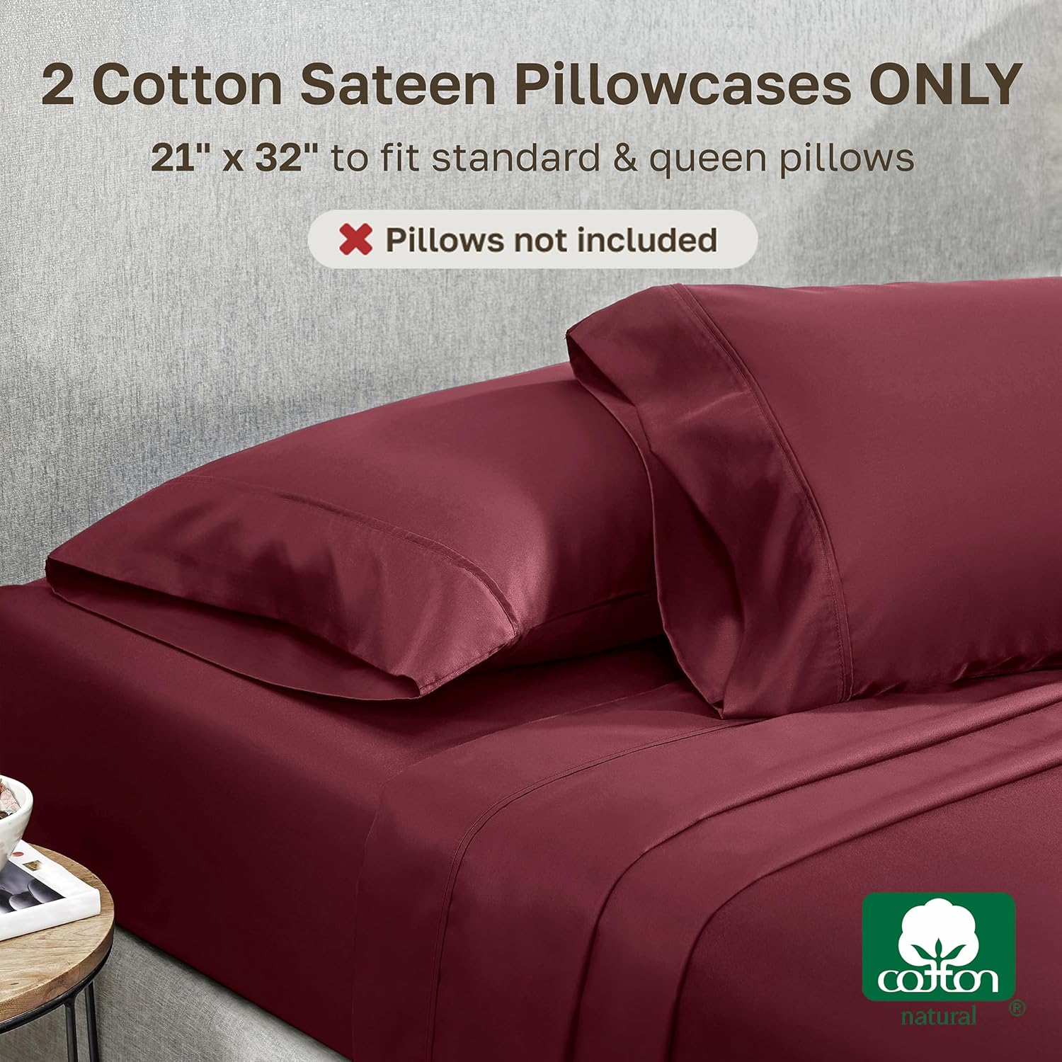 Detalle de California Design Den Cotton Sateen Pillowcases, 400 Thread Count