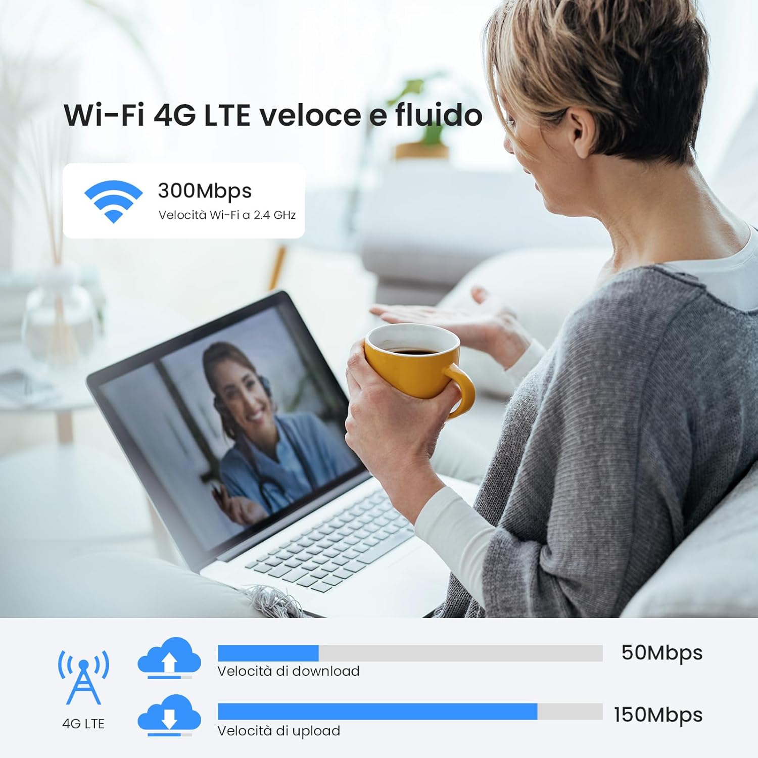 Thumbnail 3 de Tenda 4G03 Pro router WiFi 4G LTE con SIM, Plug & Play, fino a N300Mbps (2 antenne esterne)