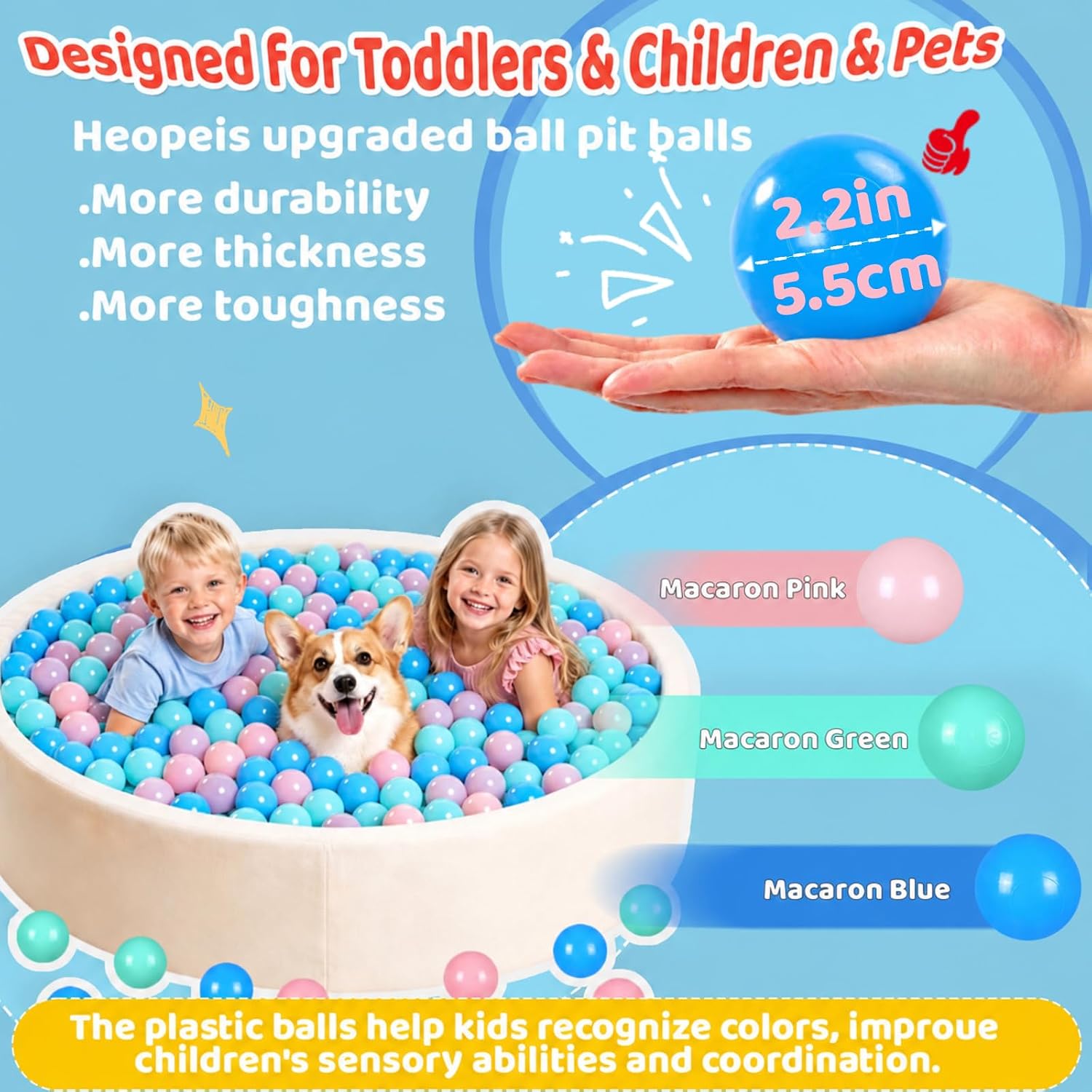 Thumbnail 2 de Heopeis Ball Pit Balls Pack of 100/200/500 – Star and Round Set, BPA Free & Non-Toxic (2.2 in) for Toddlers