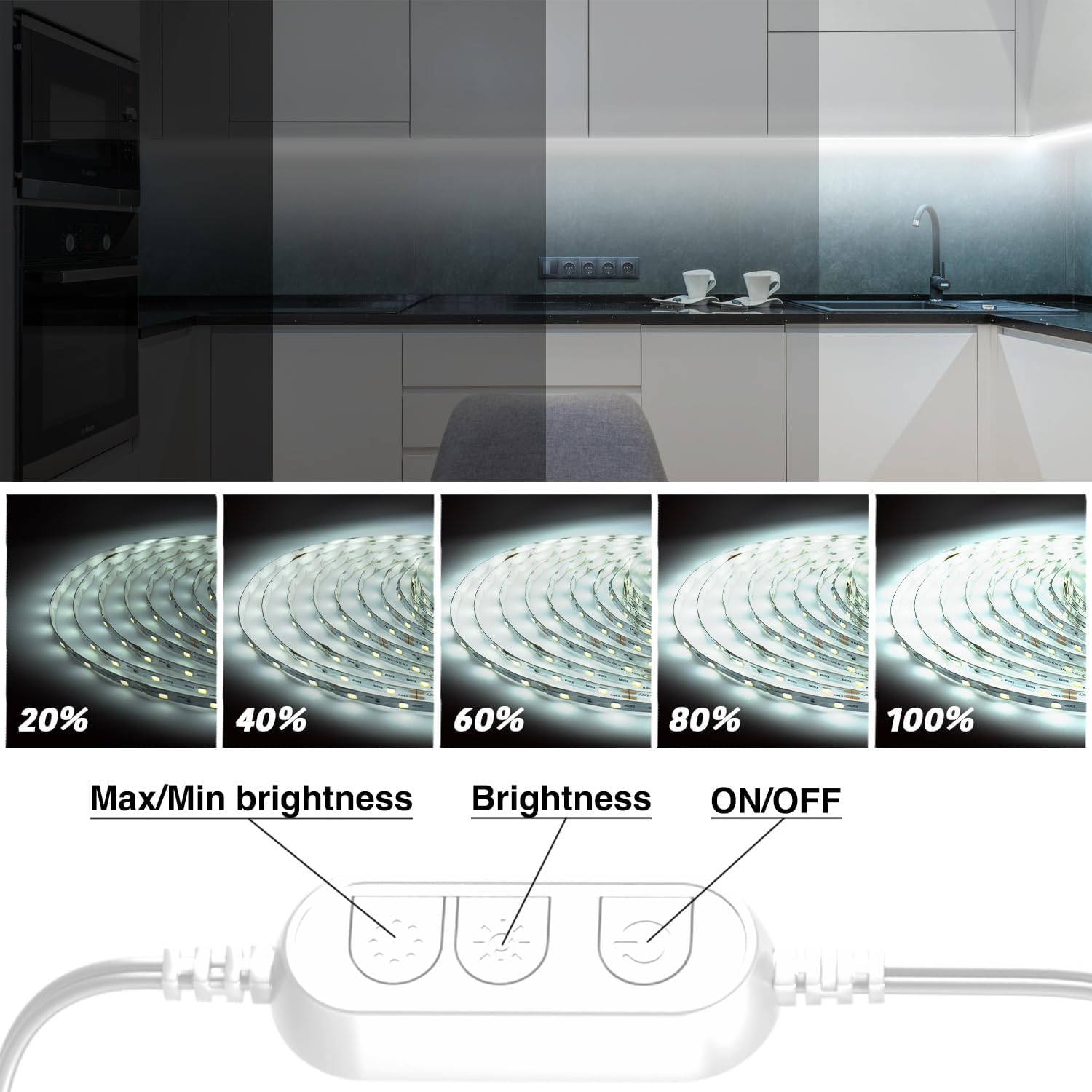 Detalle de Dalattin White LED Strip Lights 20ft
