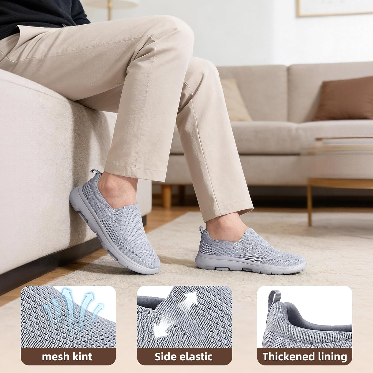 Thumbnail 4 de TIOSEBON Men's Slip On Loafer Shoes — Comfortable Mesh Casual Walking Sneakers