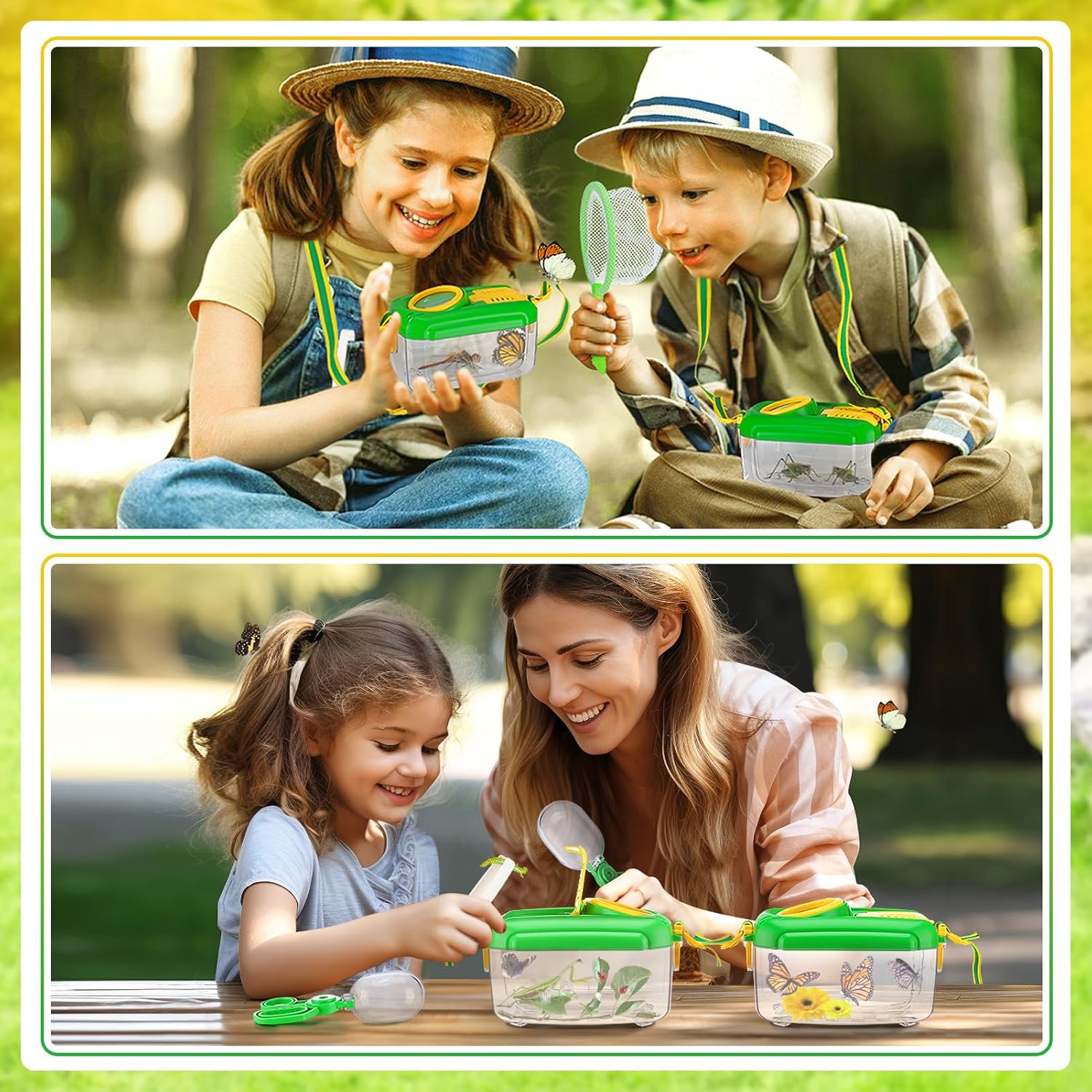 Detalle 2 de 2Sets Bug Catcher for Kids (Ages 3-8) Outdoor Explorer Kit with Collector Butterfly Net, Tweezer & Insect Clip