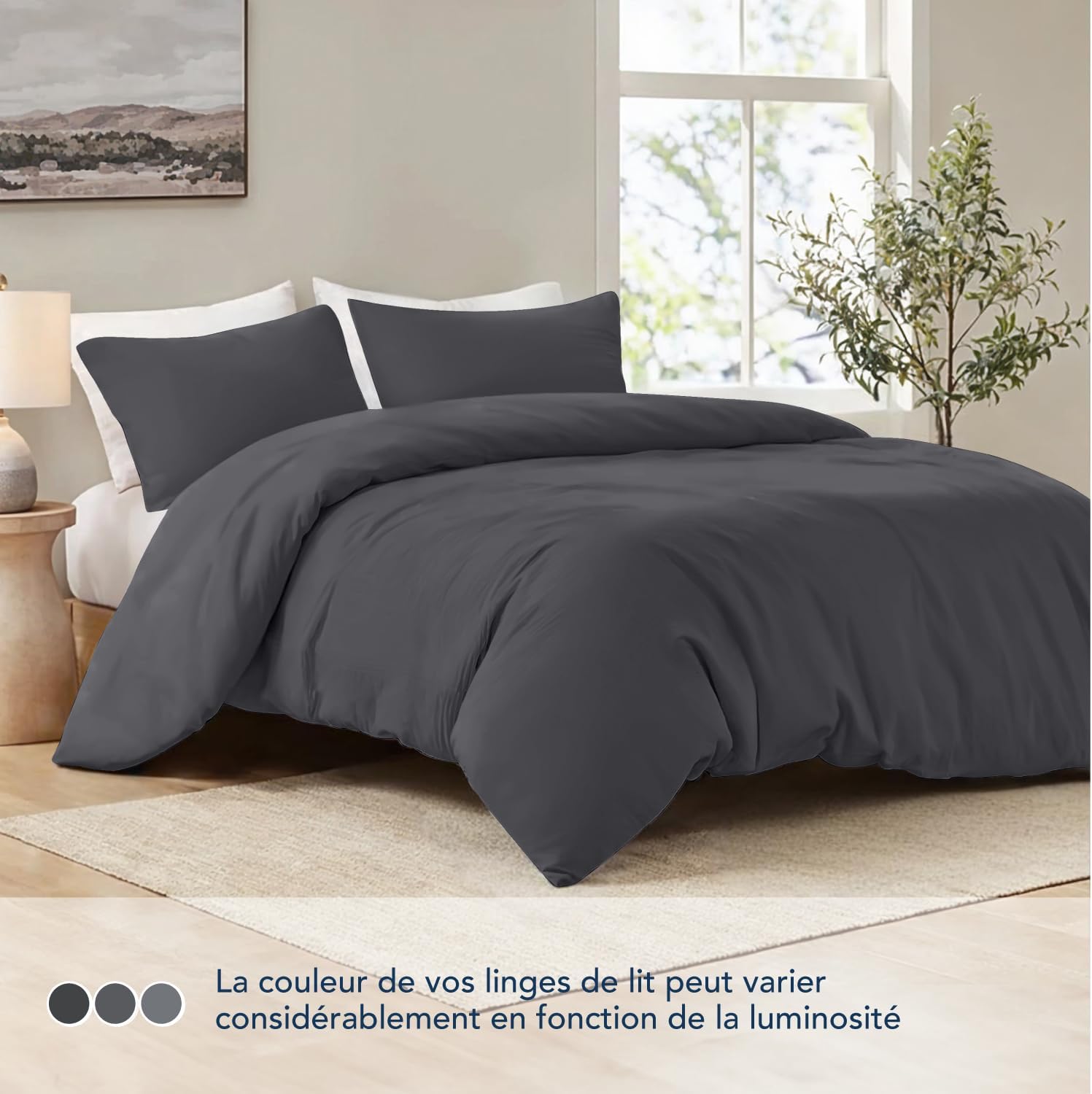 Detalle 1 de Dreamzie Housse de Couette 155x220 Microfibre Bordeaux