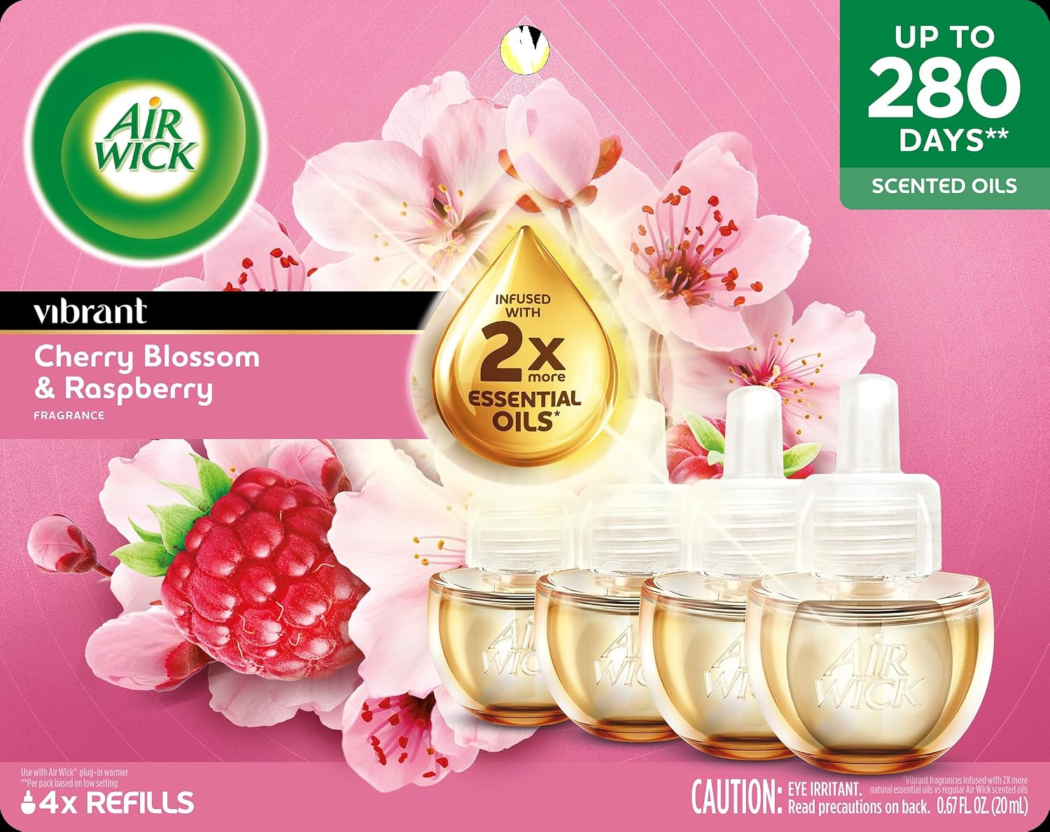 Detalle 2 de Air Wick Cherry Blossom & Raspberry Plug-In Scented Oil Refills, 4 Count