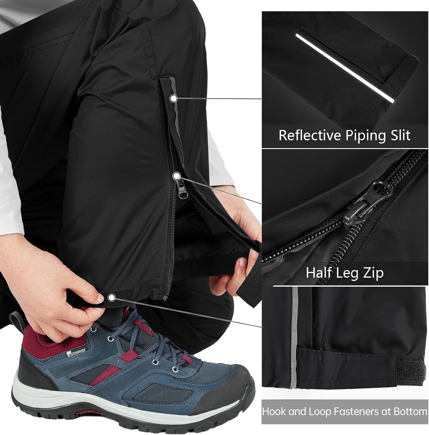 Thumbnail 4 de 33,000ft Women's Rain Pants: Lightweight, Waterproof Over Pants for Outdoor Adventurers