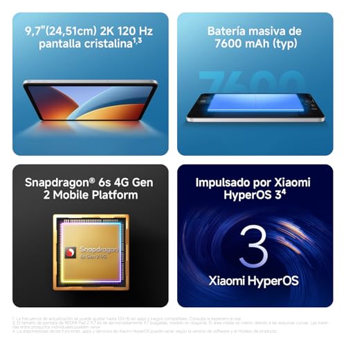 Detalle de Xiaomi Redmi Pad 2: Tablet de 9,7” con 4+64 GB, rendimiento fluido y batería para todo el día