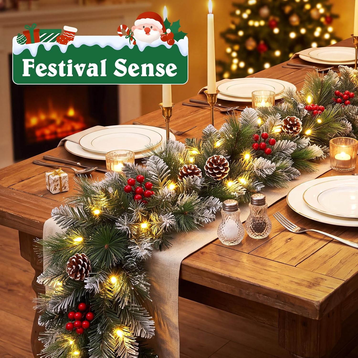Detalle 2 de Shearly E-96 Pre-Lit Christmas Garland, 275 cm, Pine Cones and Warm White LEDs