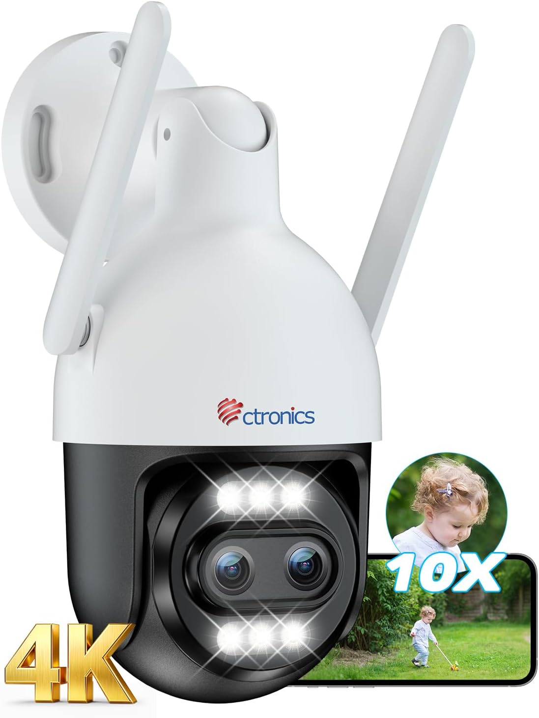 Detalle de Ctronics Telecamera Wi‑Fi esterna 10X Zoom 4K