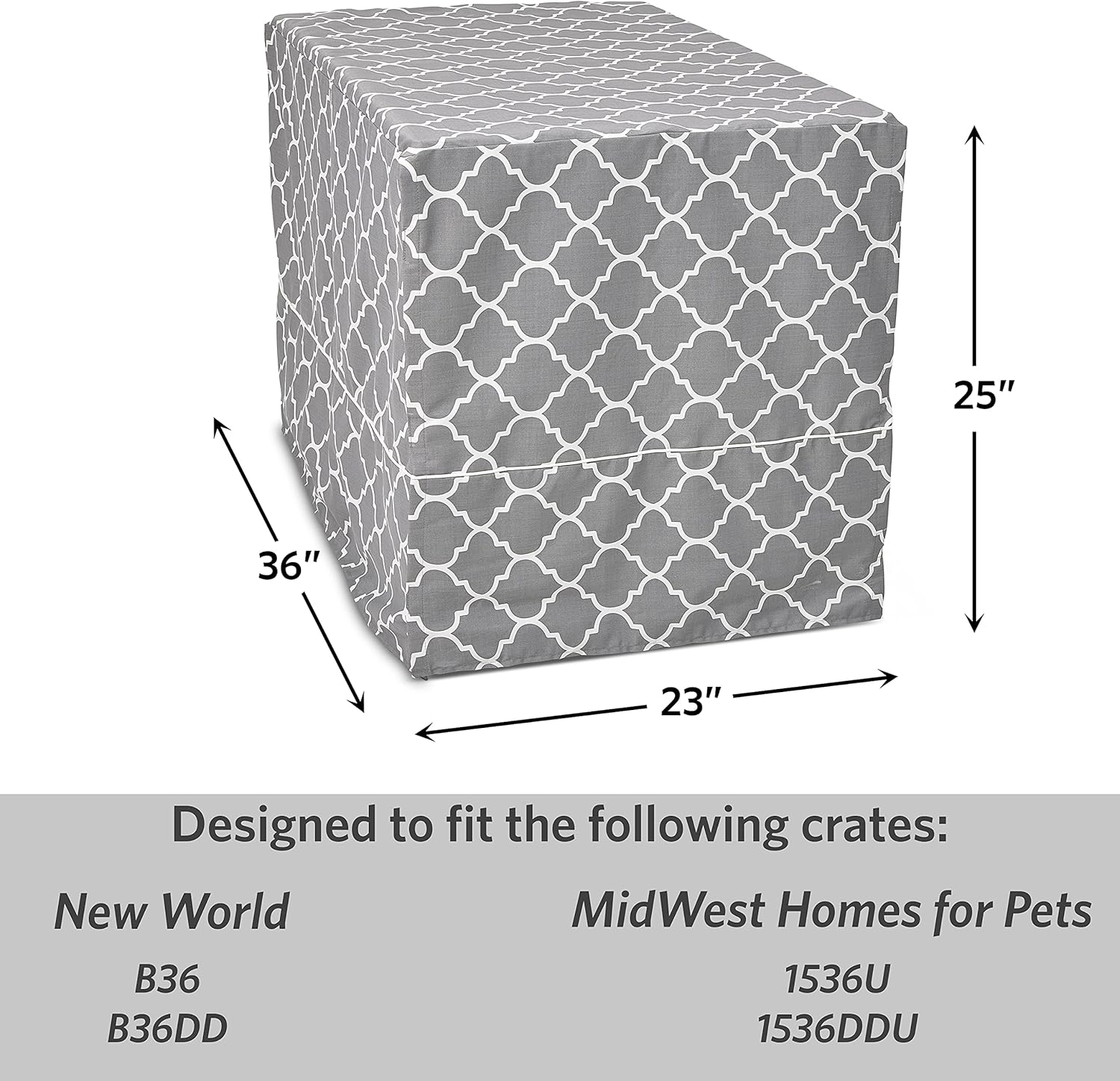 Thumbnail 6 de New World Intermediate Dog Crate Cover with Teflon Fabric Protector — 91cm Crate Fit, Gray Designer Print