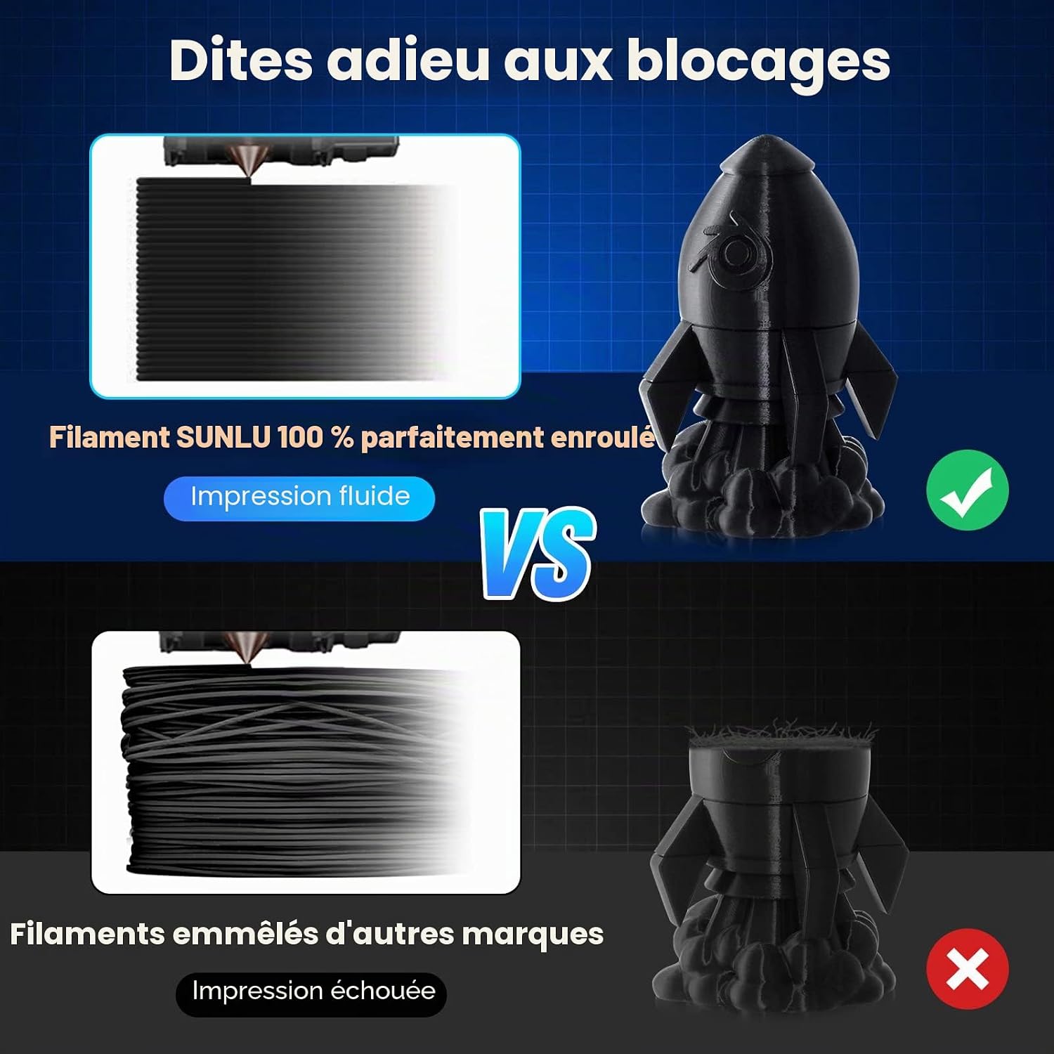 Detalle de SUNLU Filament d'imprimante 3D Multicolore PLA+ 1,75 mm – Paquet 2 kg (8 bobines de 250 g) Noir, Blanc, Gris, Vert menthe, Jaune citron, Orange soleil, Rouge cerise, Bleu ciel