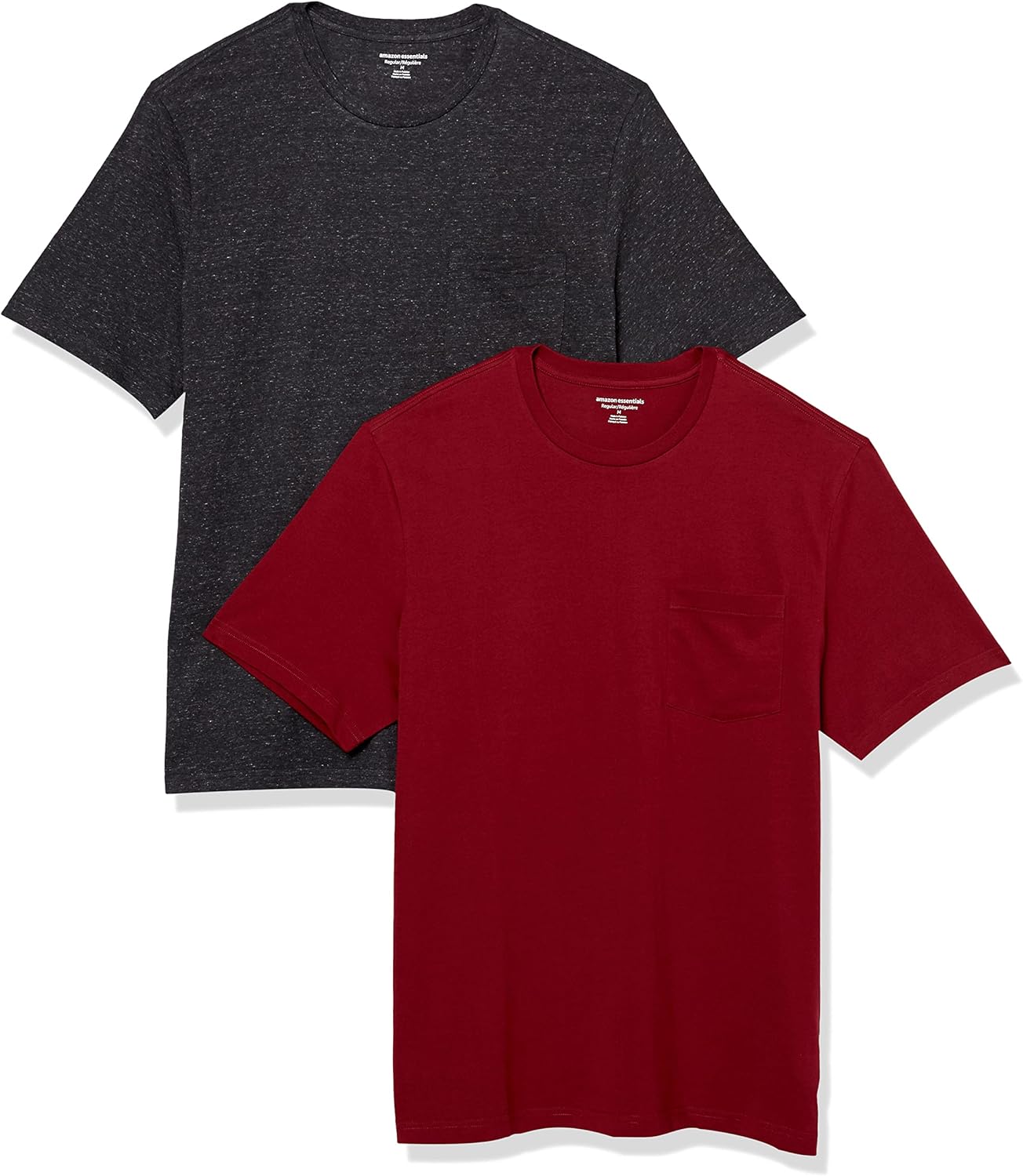 Detalle de Amazon Essentials Men's T-Shirt Slim-Fit Short-Sleeved Crewneck Pocket, Pack of 2