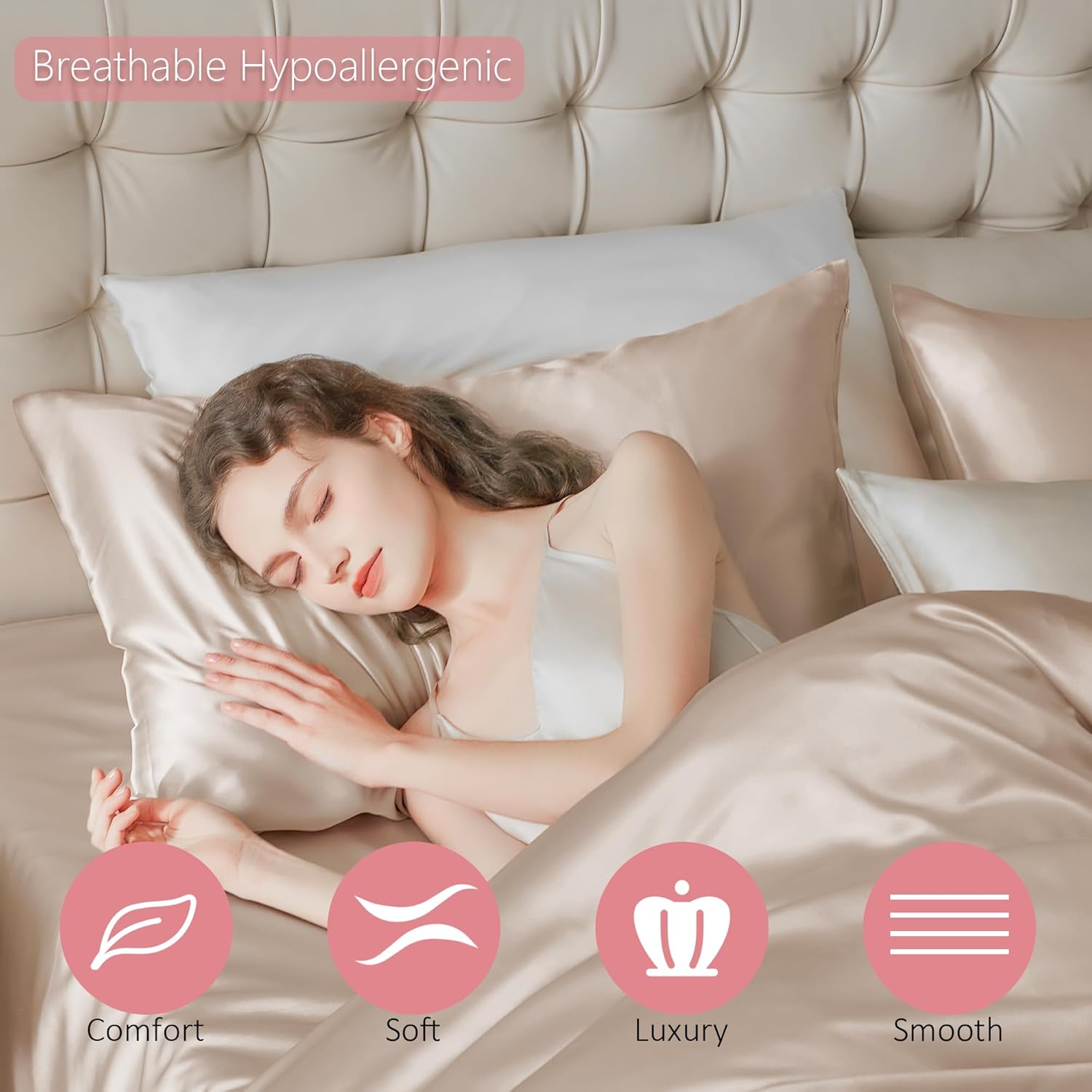 Thumbnail 2 de townssilk Maulbeerseide Kissenbezug 80x80 Taupe