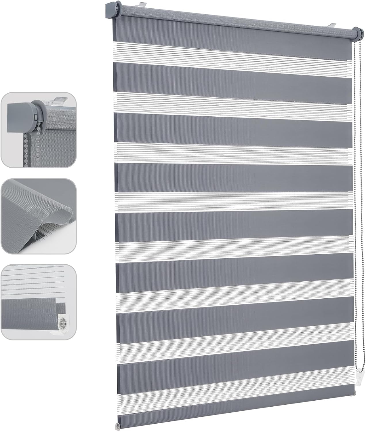 Sekey Doppelrollo Klemmfix ohne Bohren für Fenster – 80 cm breit, 80x150 cm, Grau