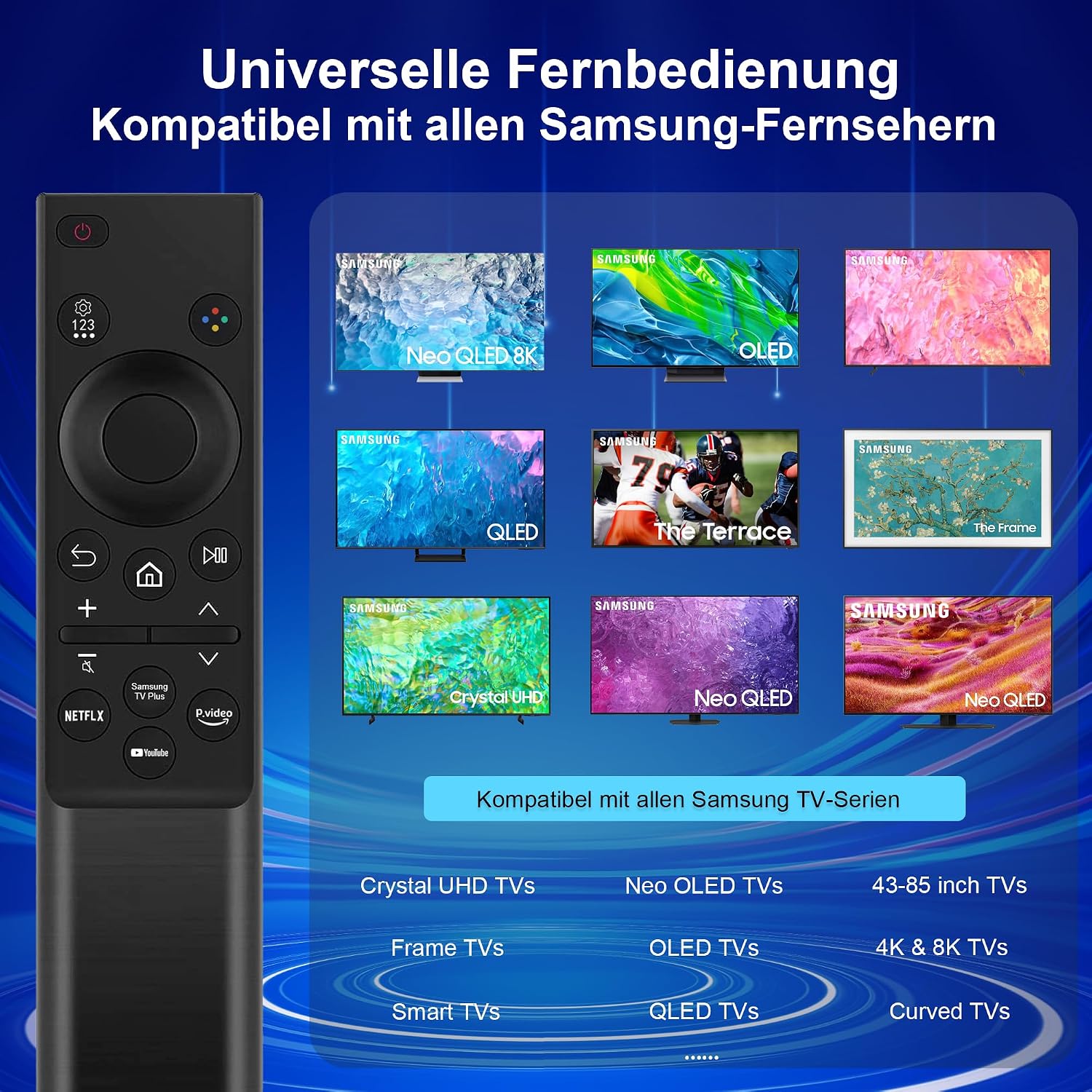 Thumbnail 1 de Universal-Fernbedienung für Samsung TV – Ersatzfernbedienung für Crystal QLED OLED Curved HDTV 4/8K