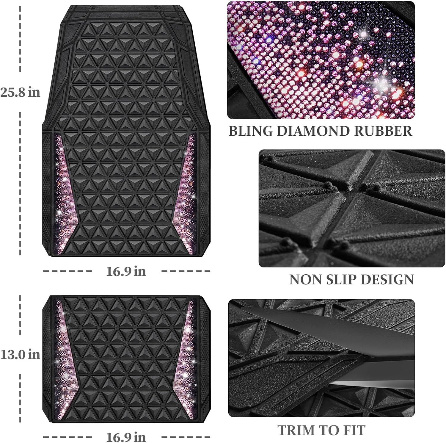 Detalle 2 de CAR PASS Bling Rubber Car Mats, Universal 1