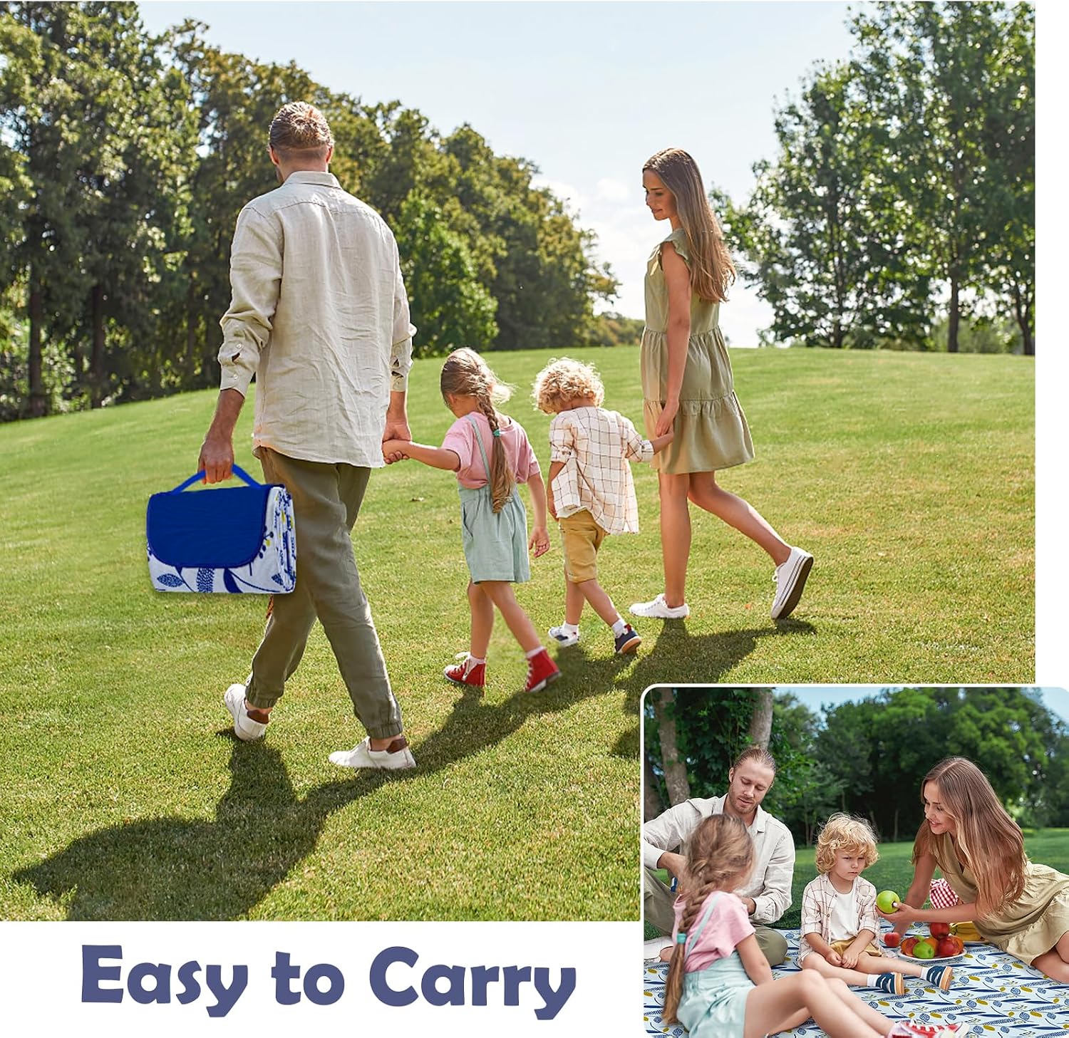 Detalle de Habaylin Waterproof Picnic Blanket, 79" x 79" Foldable Outdoor Mat