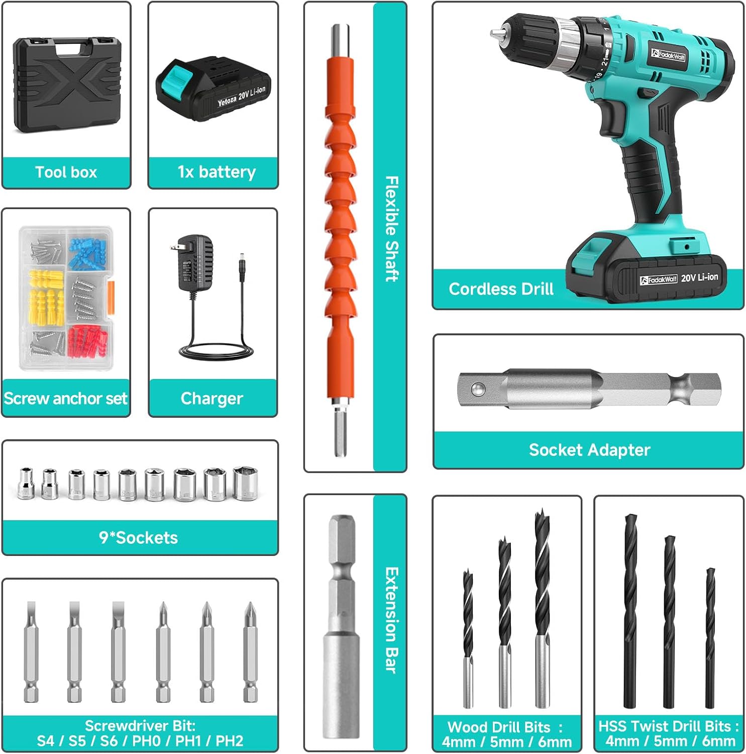 Thumbnail 1 de FADAKWALT Cordless Drill 20V