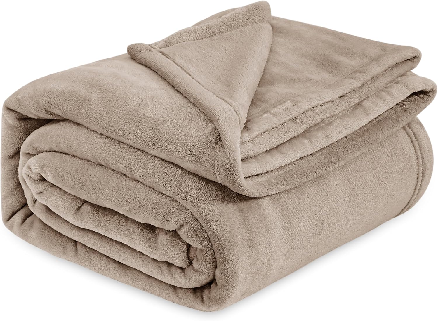 Detalle de BEDSURE Flauschige Kuscheldecke (XXL) aus Mikrofaser-Fleece, Hellbraun – 220×240 cm