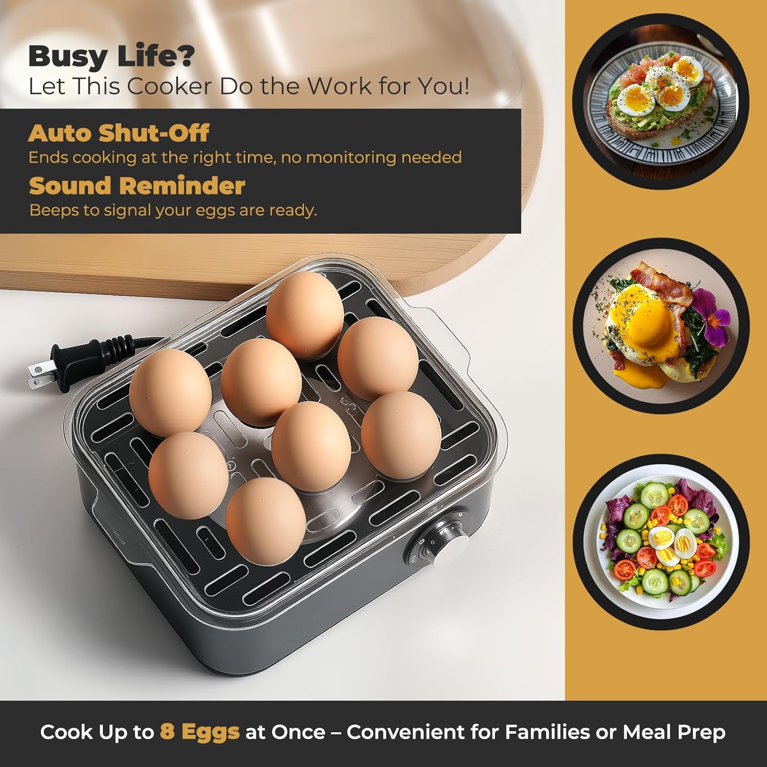 Detalle de Annie & Mia Design Egg Cooker 8-Egg, 500W