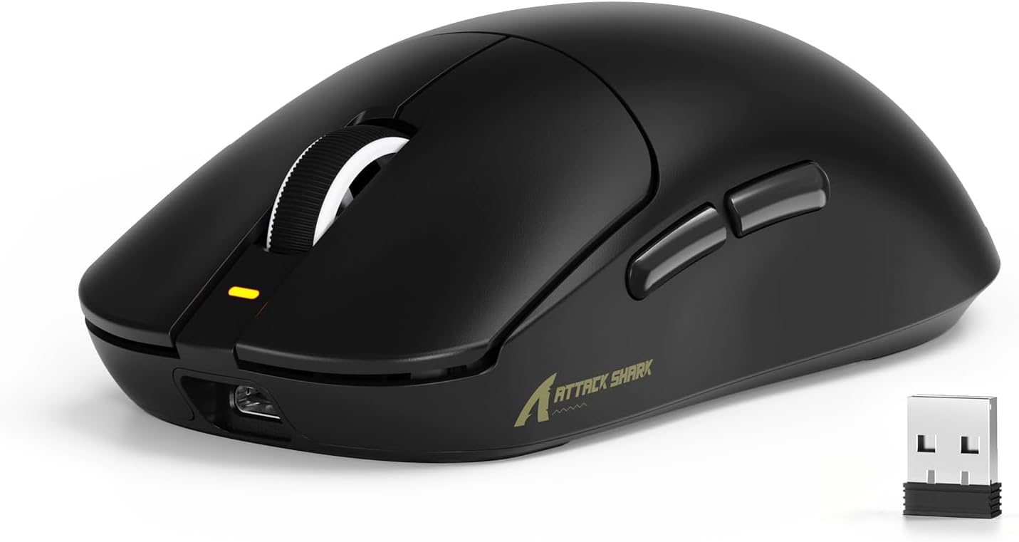 Detalle de MAMBASNAKE X ATTACK SHARK X8SE 55g: mouse da gioco wireless ultra-leggero con DPI 25000 e tripla connettività