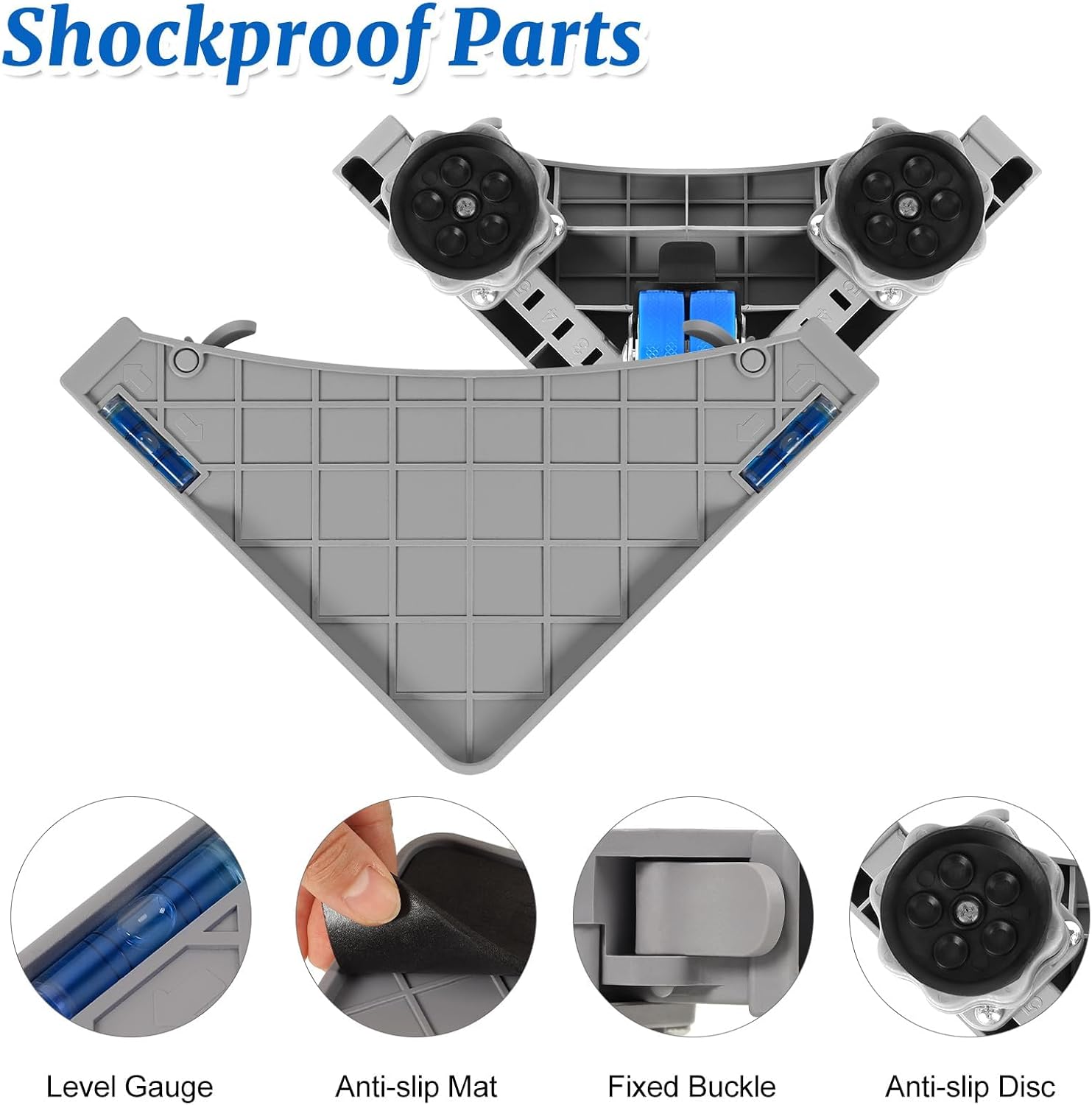 Thumbnail 5 de WUFANC Base per Lavatrice con 8 piedi + 4 ruote regolabili (42–66 cm), antiscivolo e antiurto