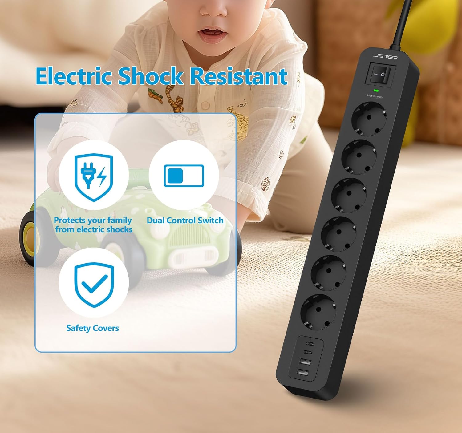 Thumbnail 5 de JSVER Multiprise 6 prises USB 5V3,4A