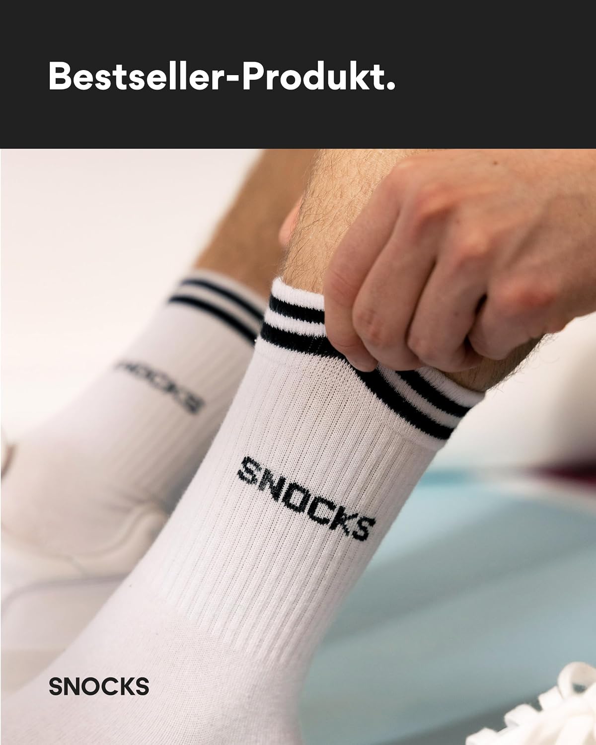 Detalle 2 de Snocks Retro Socken aus Bio-Baumwolle (4 Paar) – lange Tennissocken mit Streifen für Damen & Herren, Gr. 35–50