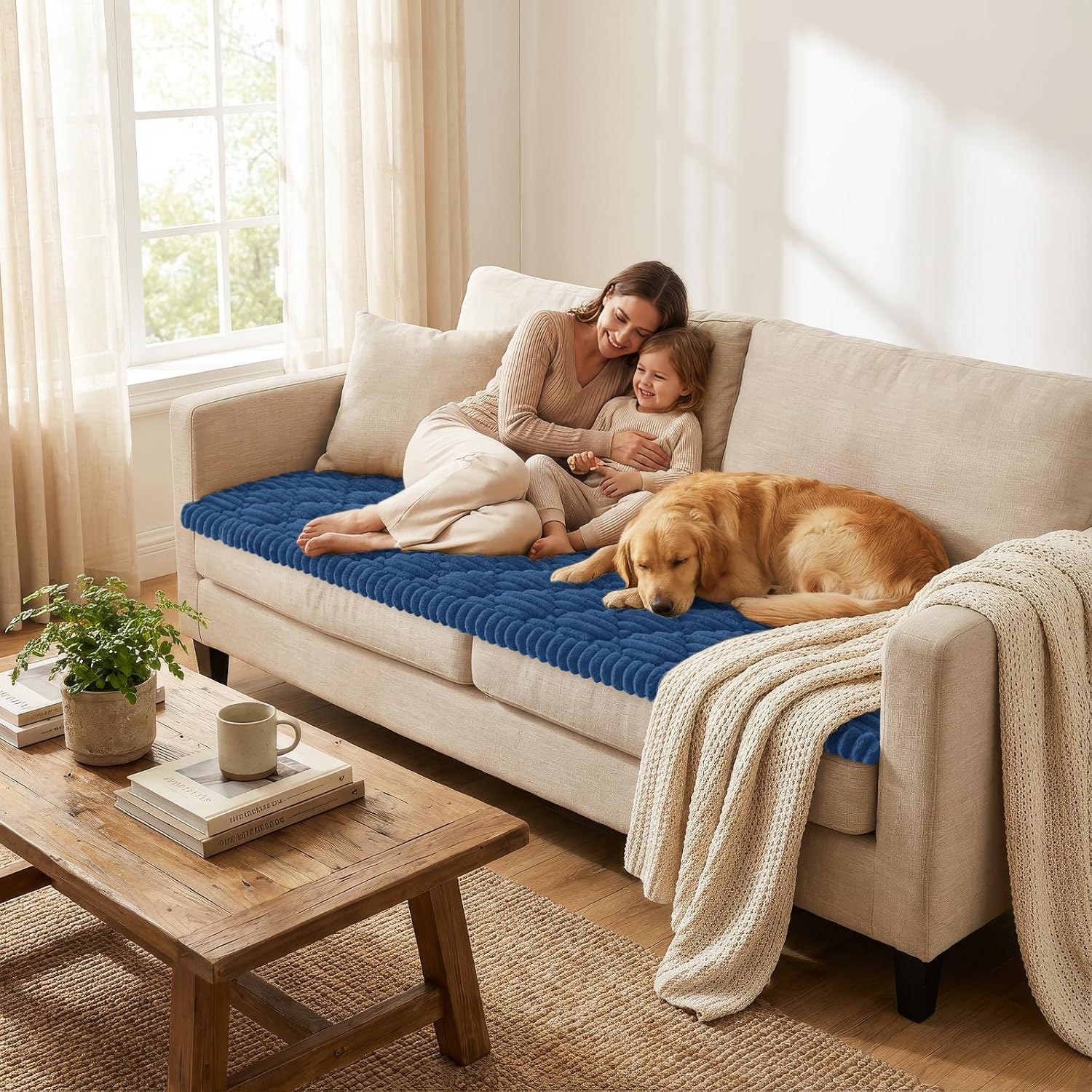 Detalle de Smiry Pet Couch Covers for Dogs (Washable, Non-Slip, Navy 27.6" x 88")