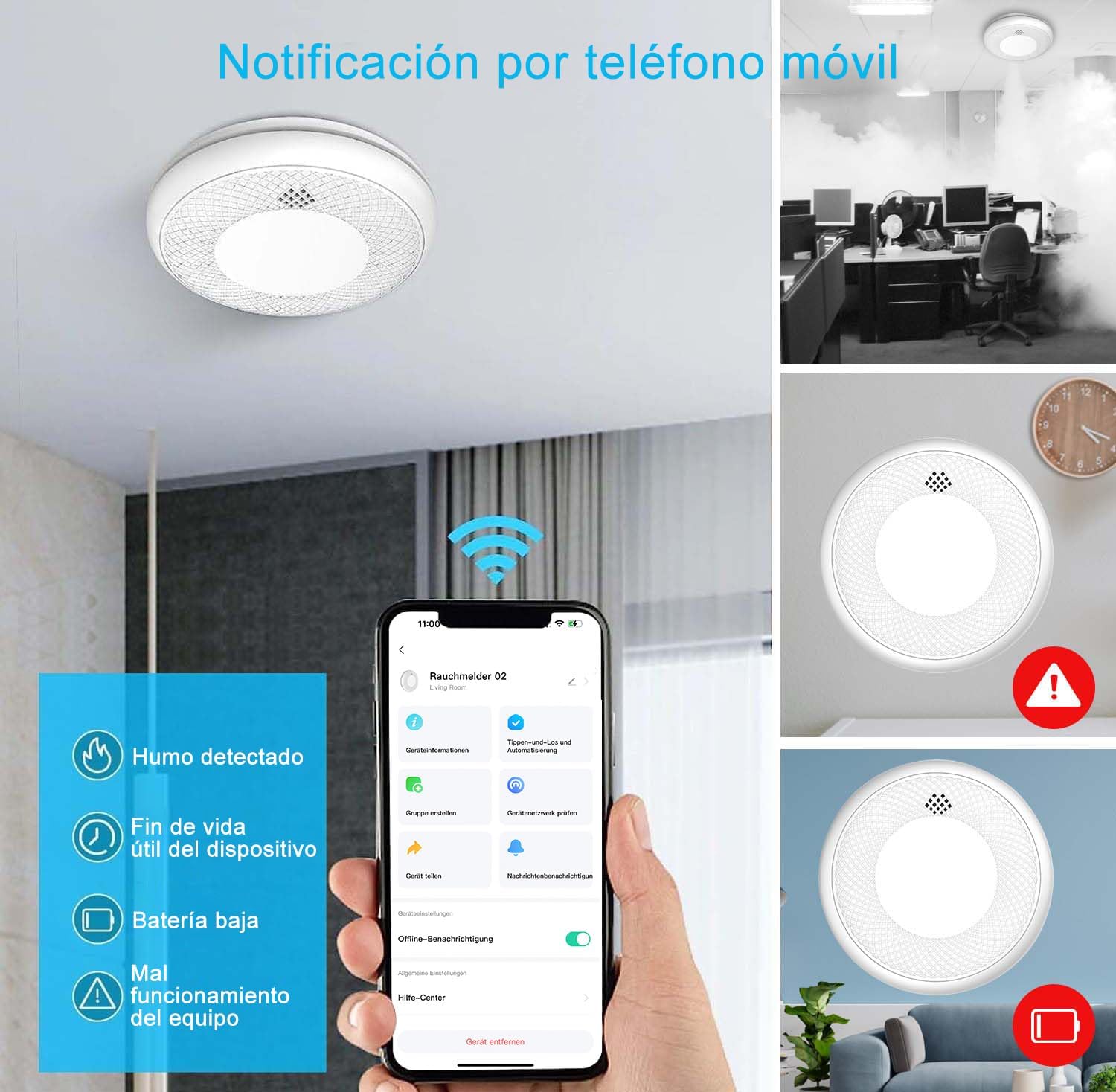 Thumbnail 4 de Detector de Humo Inteligente Wi‑Fi 3 piezas