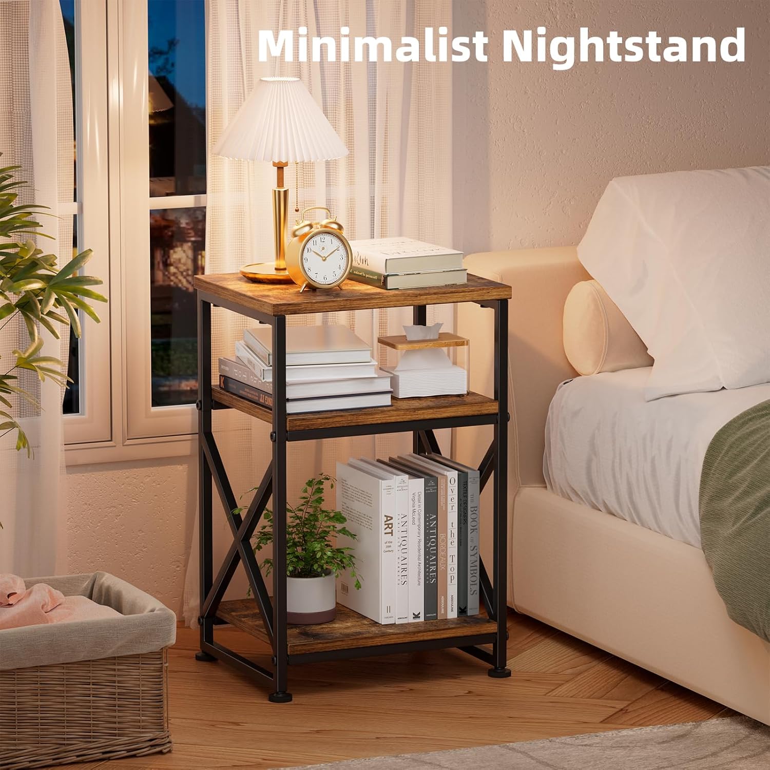 Thumbnail 3 de Simple Trending X-Frame 3-Shelf Accent Table — Rustic Brown