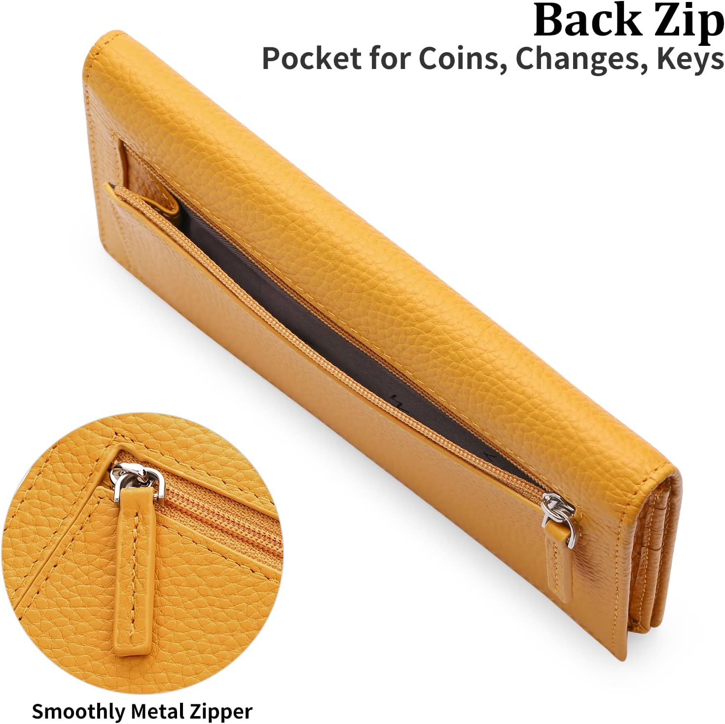 Detalle de SENDEFN Leather Purses for Women with RFID Blocking — Slim Bifold Wallet