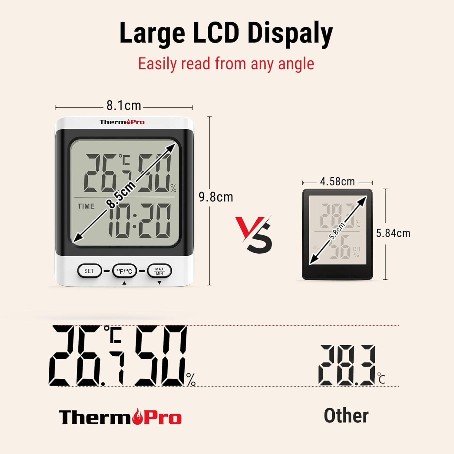Detalle 2 de ThermoPro TP152 hygrometer 24‑hour display