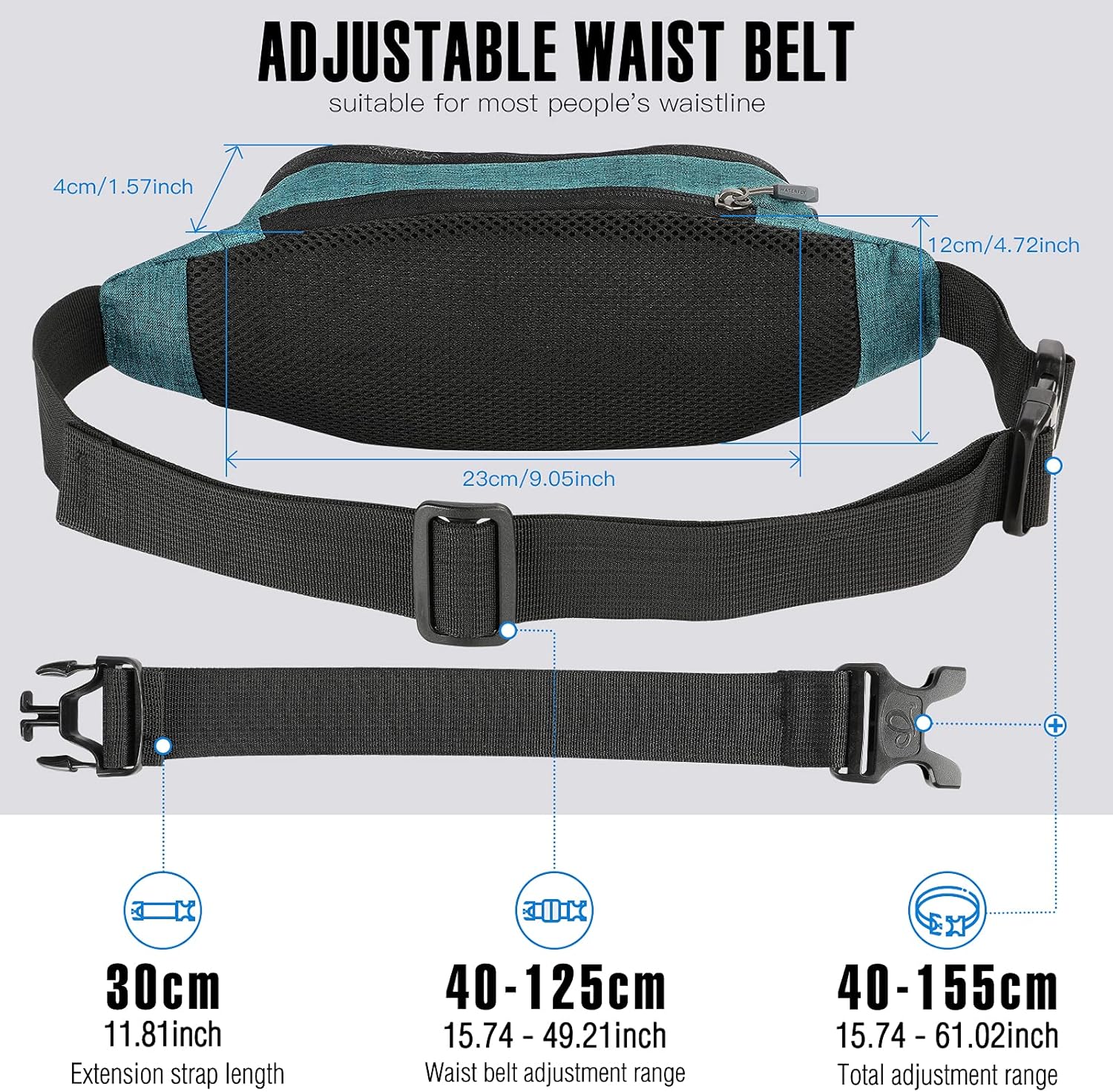 Detalle de Waterfly Bumbags Waist Fanny Pack – Adjustable Belt, Multi‑Compartment Sport Bag