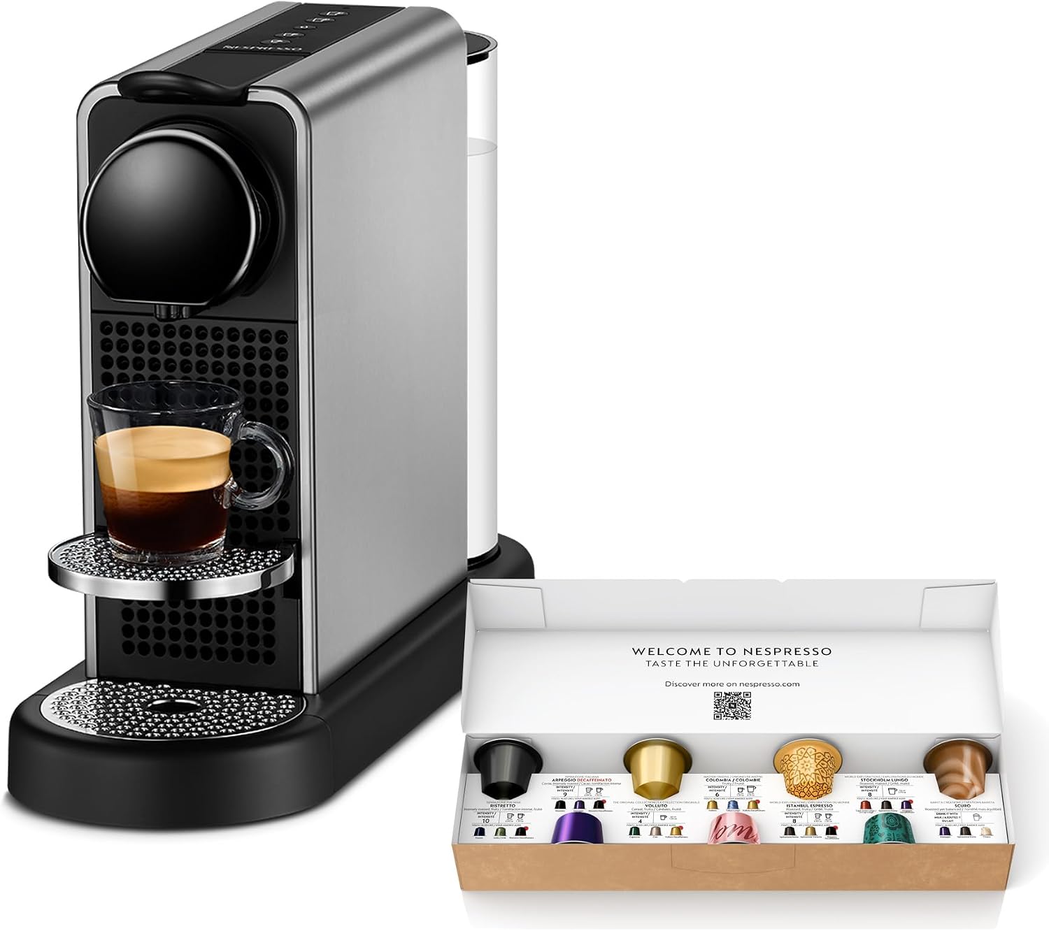 Detalle de Nespresso シティズ プラチナム C140-TI-W カプセル式コーヒーメーカー チタン C、4種類の抽出量