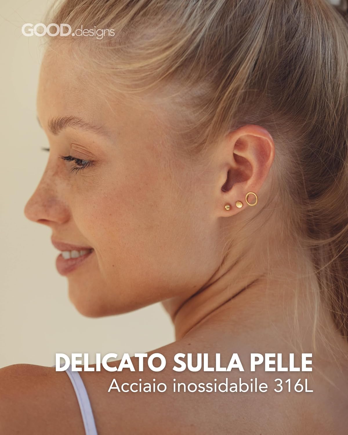 Detalle 2 de Orecchini a cerchio oro rosa set 18K