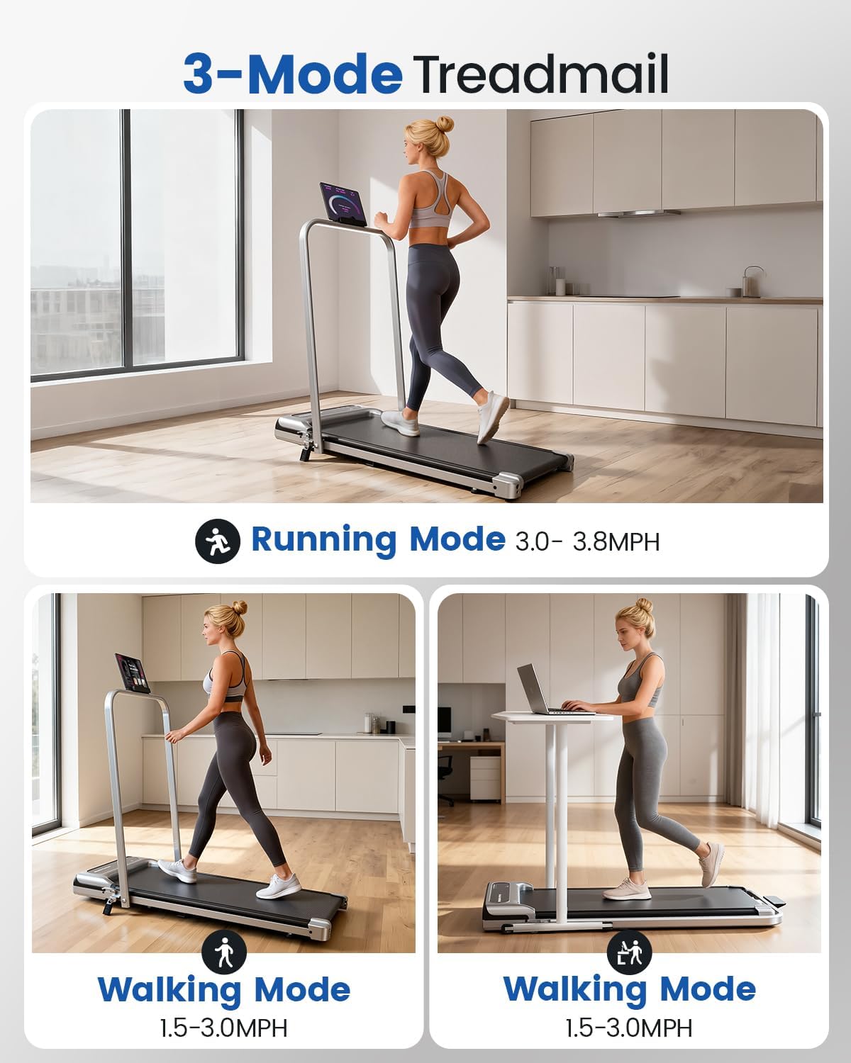 Thumbnail 6 de Viamotion Walking Pad Treadmill for Home with Incline and Handle Bar