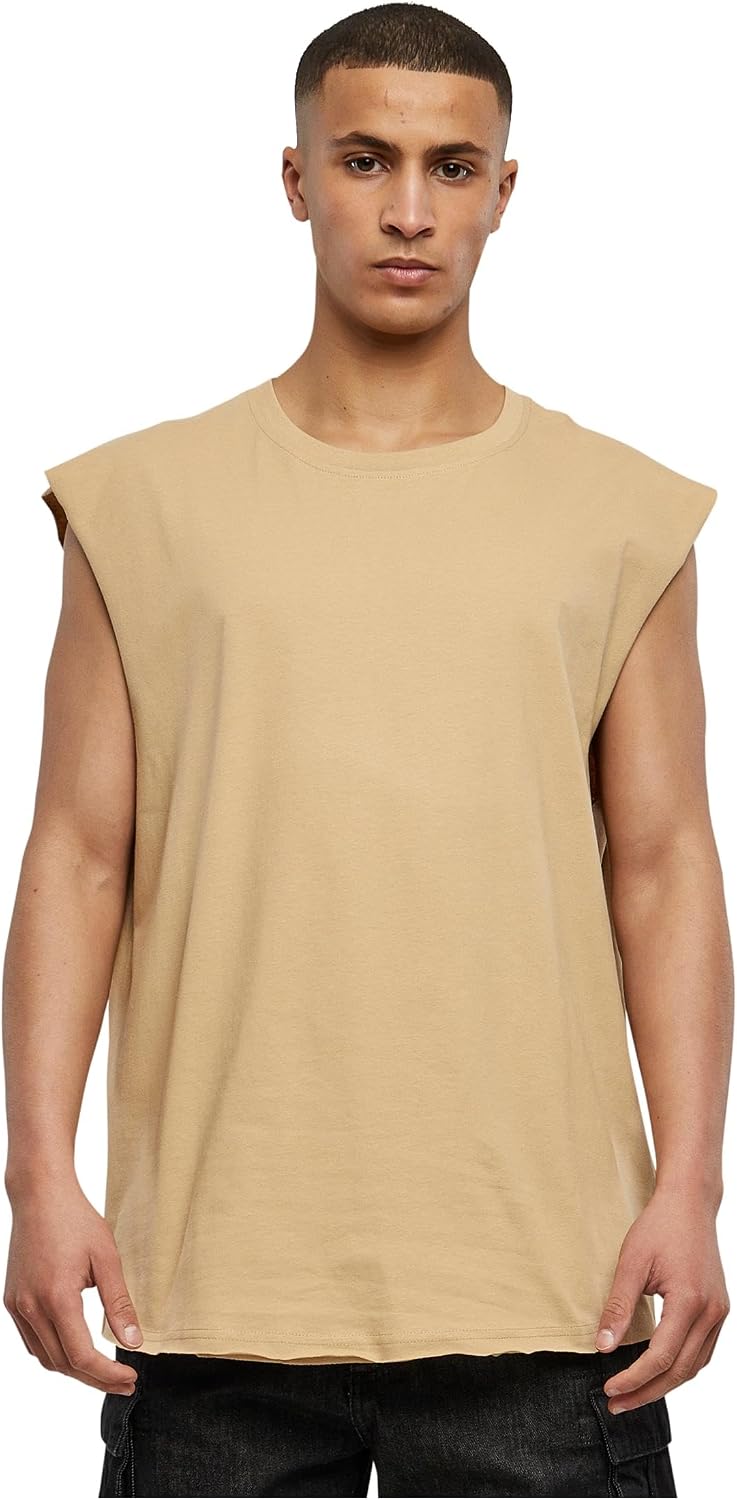 Detalle de Urban Classics Open Edge Sleeveless Tee Uomo – Unionbeige