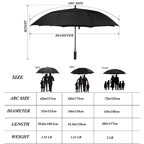 Detalle 2 de ACEIken Golf Umbrella Windproof Large 68 Inch: Double Canopy, Automatic Open, Extra Large for Sun, Rain and Wind