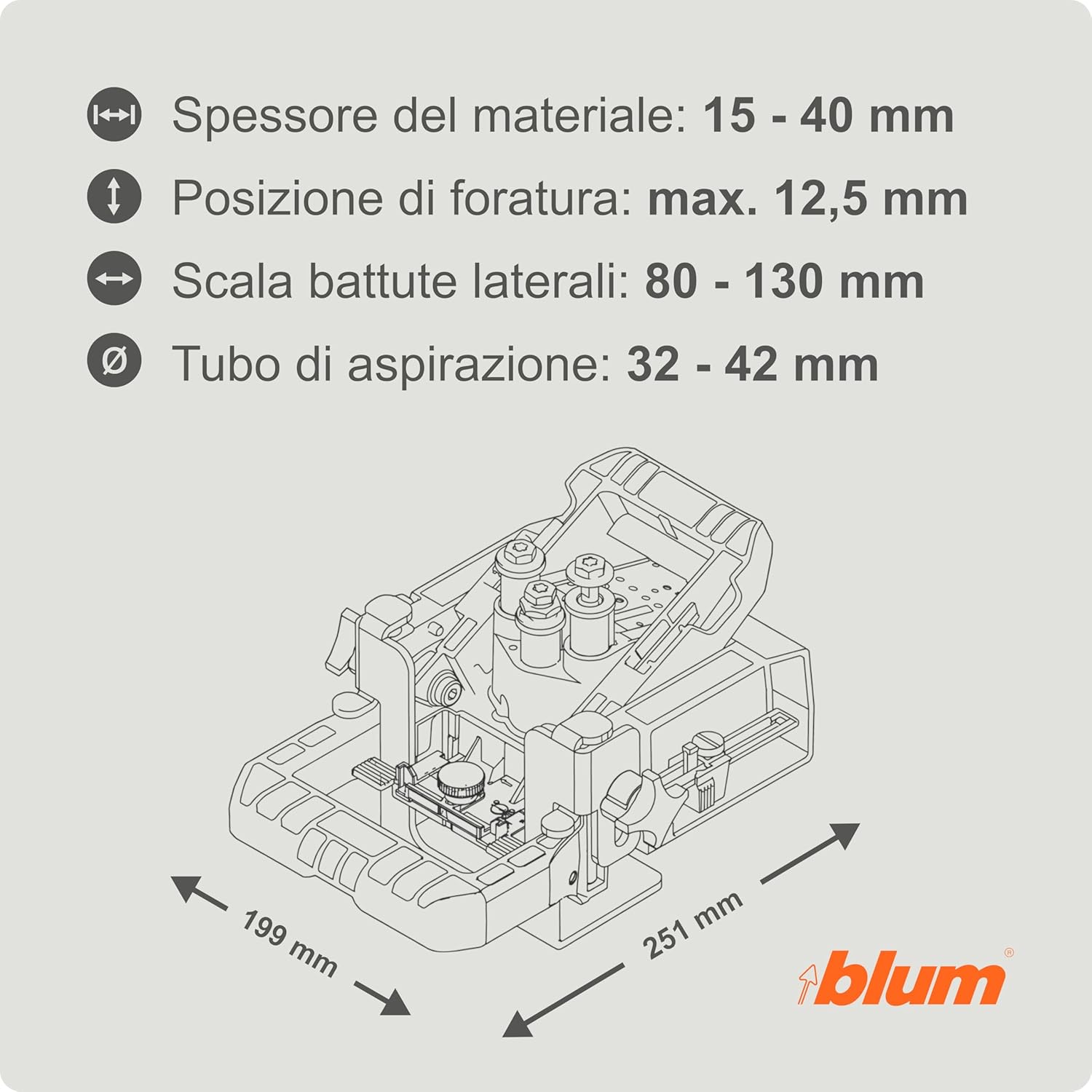 Thumbnail 6 de Blum ECODRILL per foratura verticale: guida per cerniere e messa in sede in un batter d’occhio