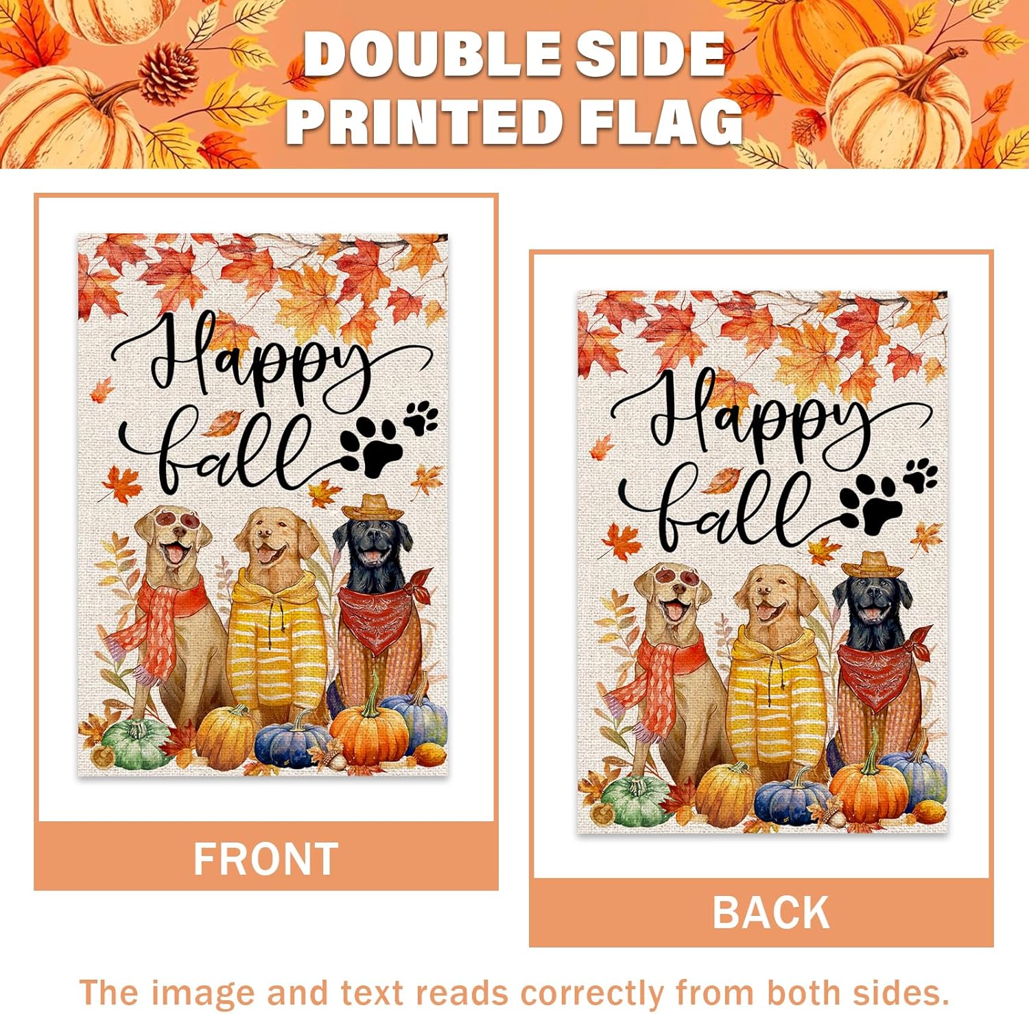 Thumbnail 4 de FUYUCHEN Happy Fall Dogs House Flag 28x40 inches 🏳