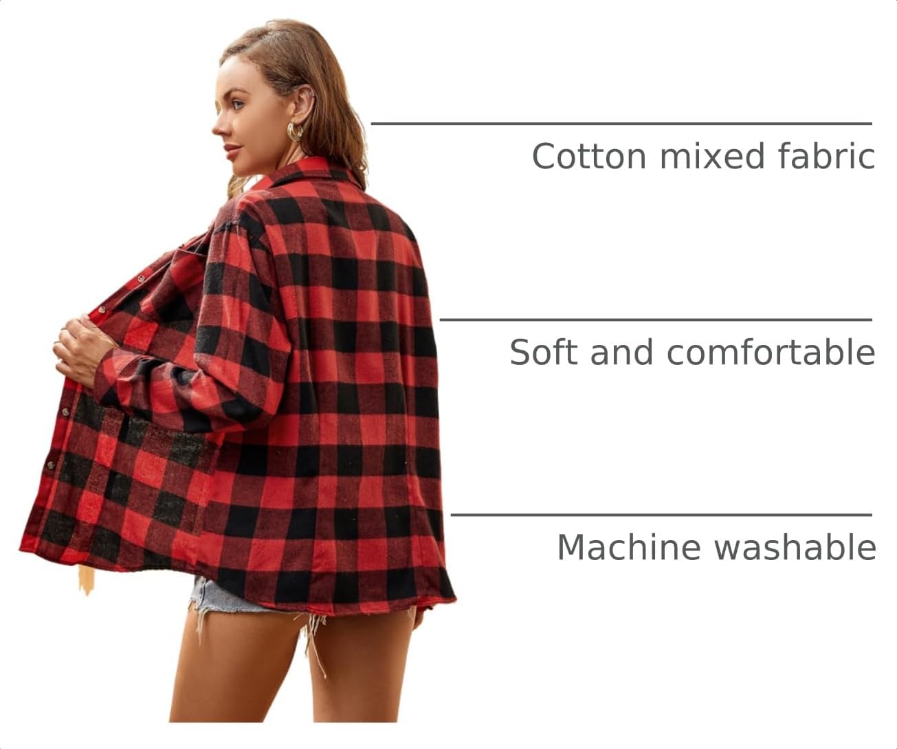 Detalle de Esabel.C Women's Flannel Shirt, Cotton Blend