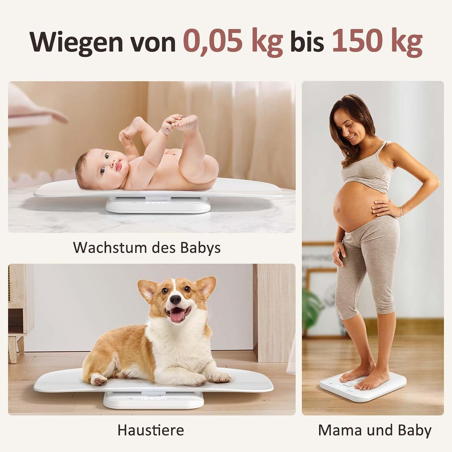 Thumbnail 1 de Grownsy Babywaage 150 kg mit Tablett