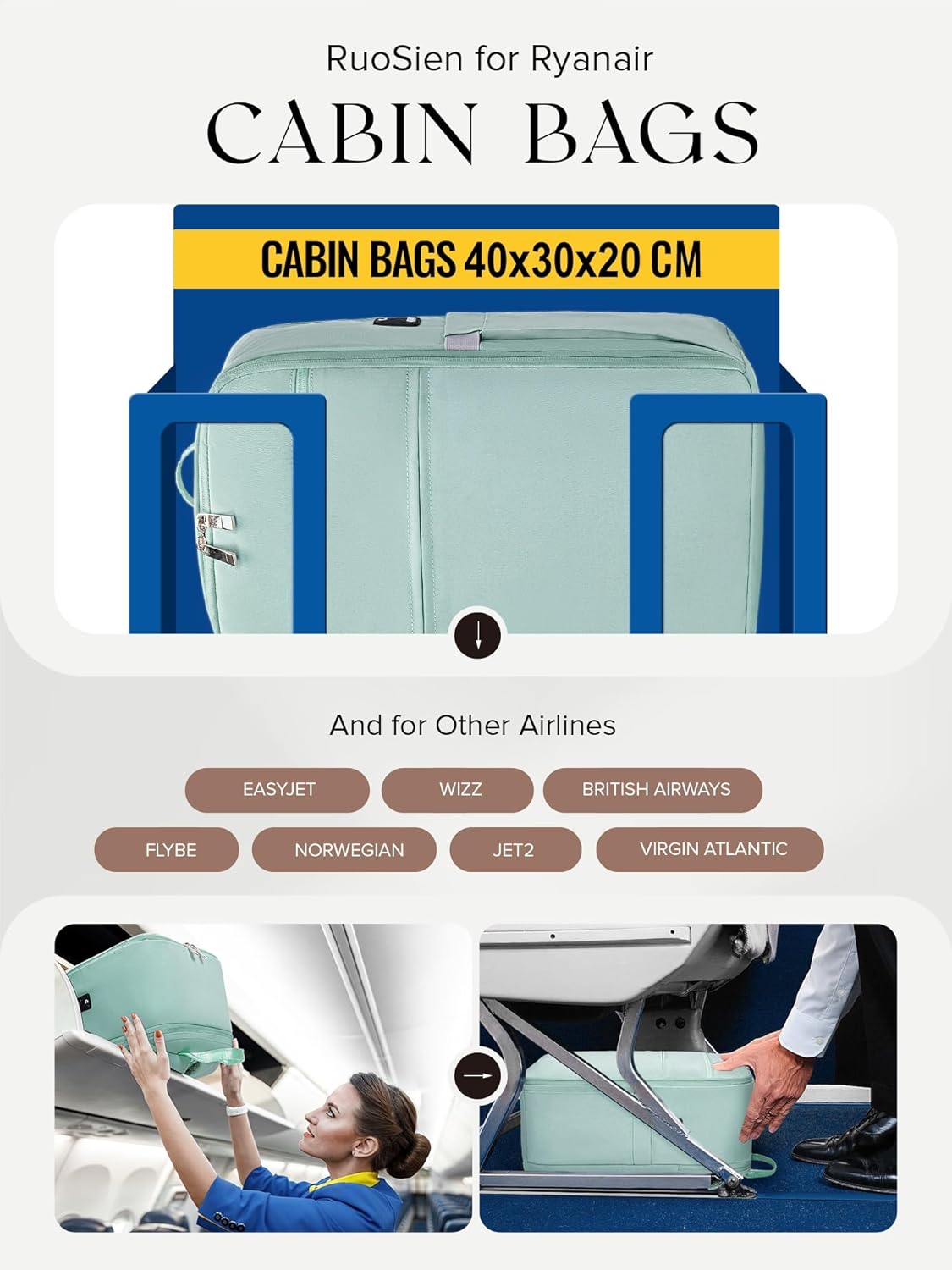 Thumbnail 1 de RuoSien Ryanair Cabin Bag 40x30x20 Underseat Backpack