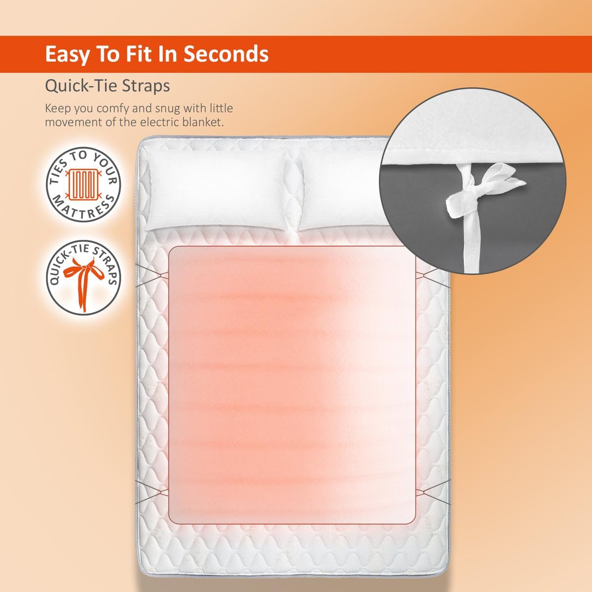 Thumbnail 3 de Warmer Wärmer Electric Blanket Double Size Underblanket with 3 Heat Settings (Tie-Down)