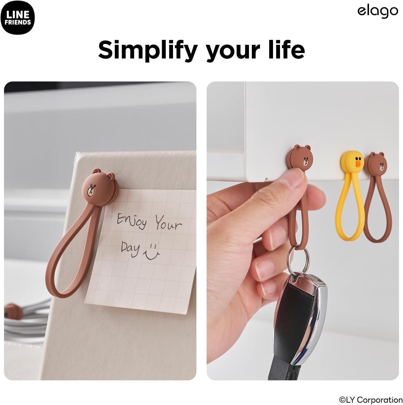 Detalle de elago LINE Friends Attaches de câbles magnétiques (Sally) en silicone premium