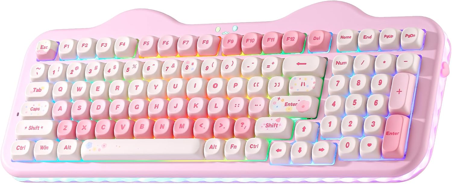 Detalle de YUNZII C98 Wireless Mechanical Keyboard with 99 Keys and Numpad (Pink, Candy Linear Switch)