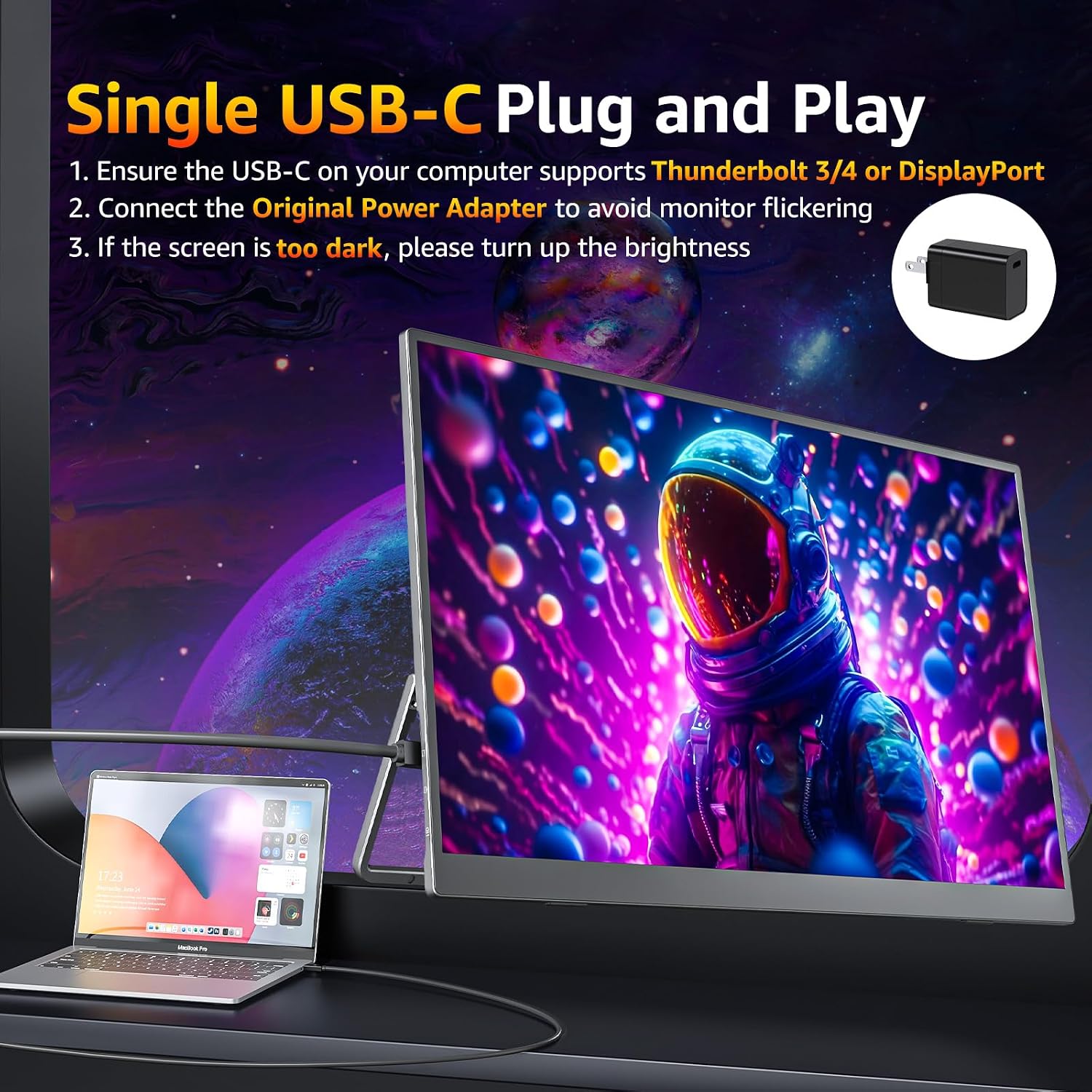 Detalle 2 de cocopar 18.5-inch Portable Monitor 1080p IPS 100Hz