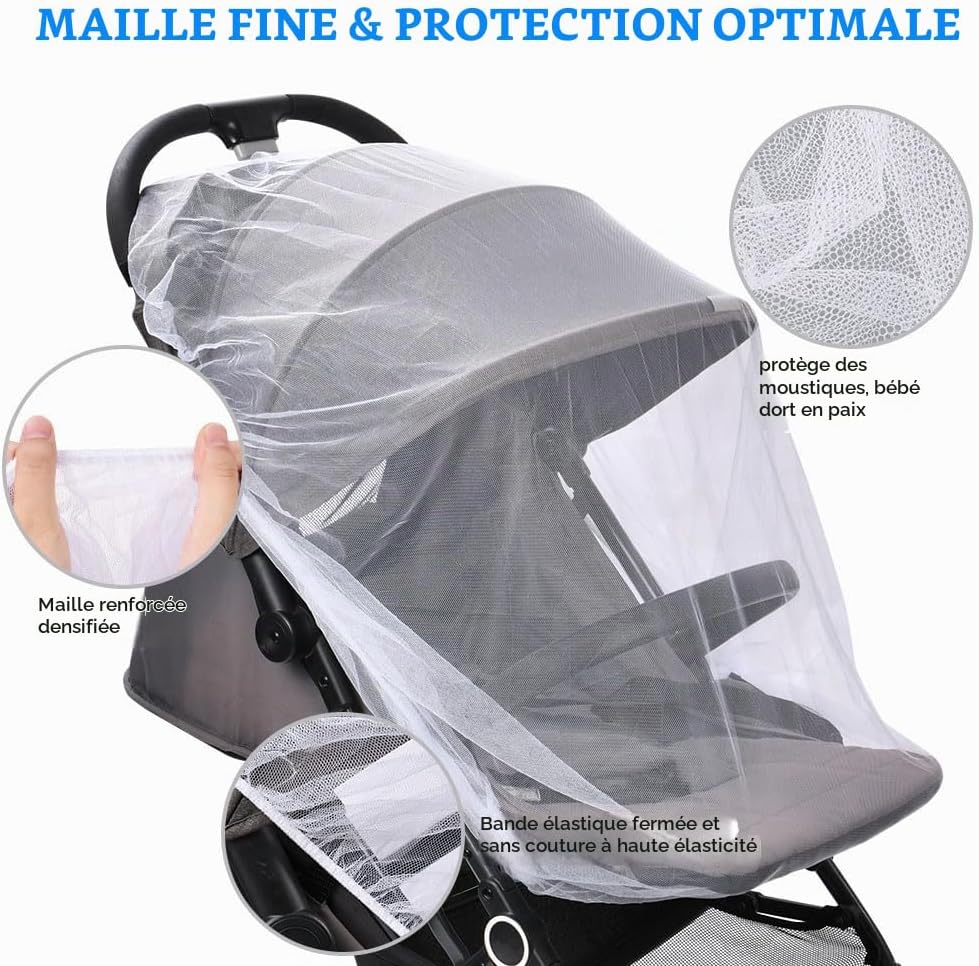 Detalle de Vicloon V-QZWZ-FT-FBA universeel insectennet voor kinderwagen, wieg en box