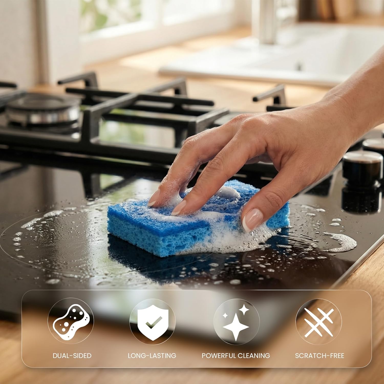 Thumbnail 6 de Metflavor Kitchen Sponges, 12 Count — Non-Scratch Dual-Sided Scrub Sponges for Dishes, Kitchen, and Bathroom